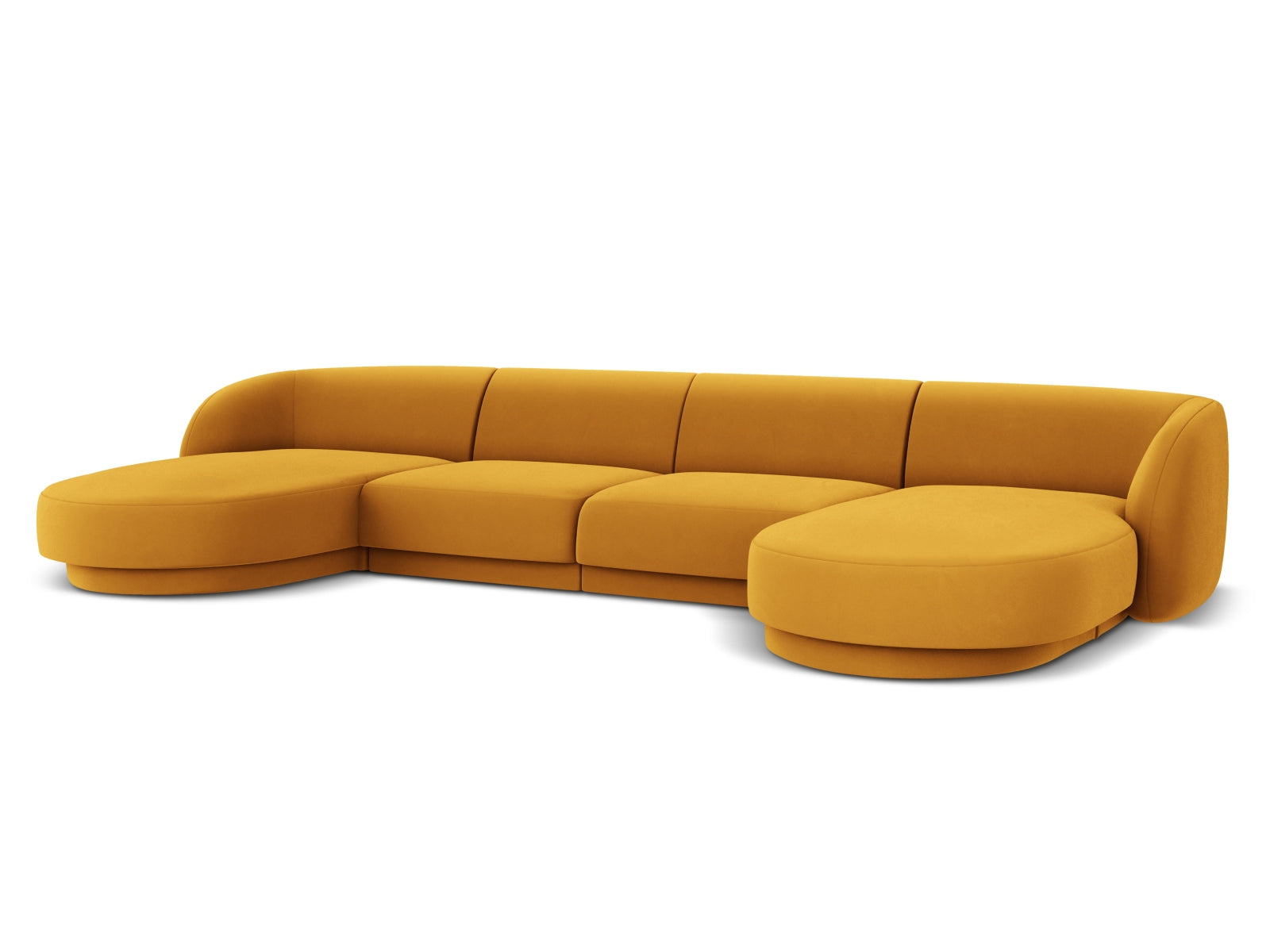 Stilvolles 5-Sitzer Miley Velour Panoramic Sofa in ansprechendem Gelb-Blau, perfekt für gemütliche und moderne Wohnzimmer.