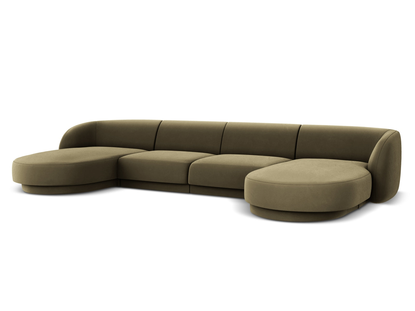 Luxuriöses 5-Sitzer-Sofa Miley aus Velours in trendigem Grün-Blau, perfekt für stilvolle Wohnzimmer und entspannte Abende.