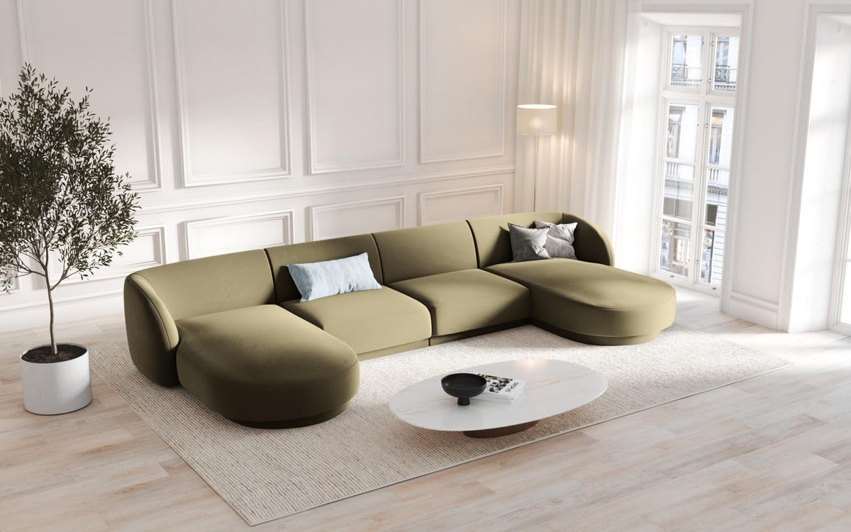 Miley Velour Panoramic Sofa 5 Sitzer in Green-Bluvel präsentiert im Onlineshop von KAQTU Design AG. 3er Sofa ist von Micadoni
