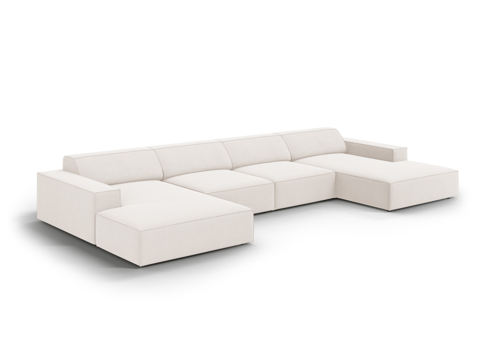 Stilvolles, modulares 6-Sitzer Sofa "Jodie" in sanftem Beige, perfekt für moderne Wohnzimmer und gesellige Anlässe.