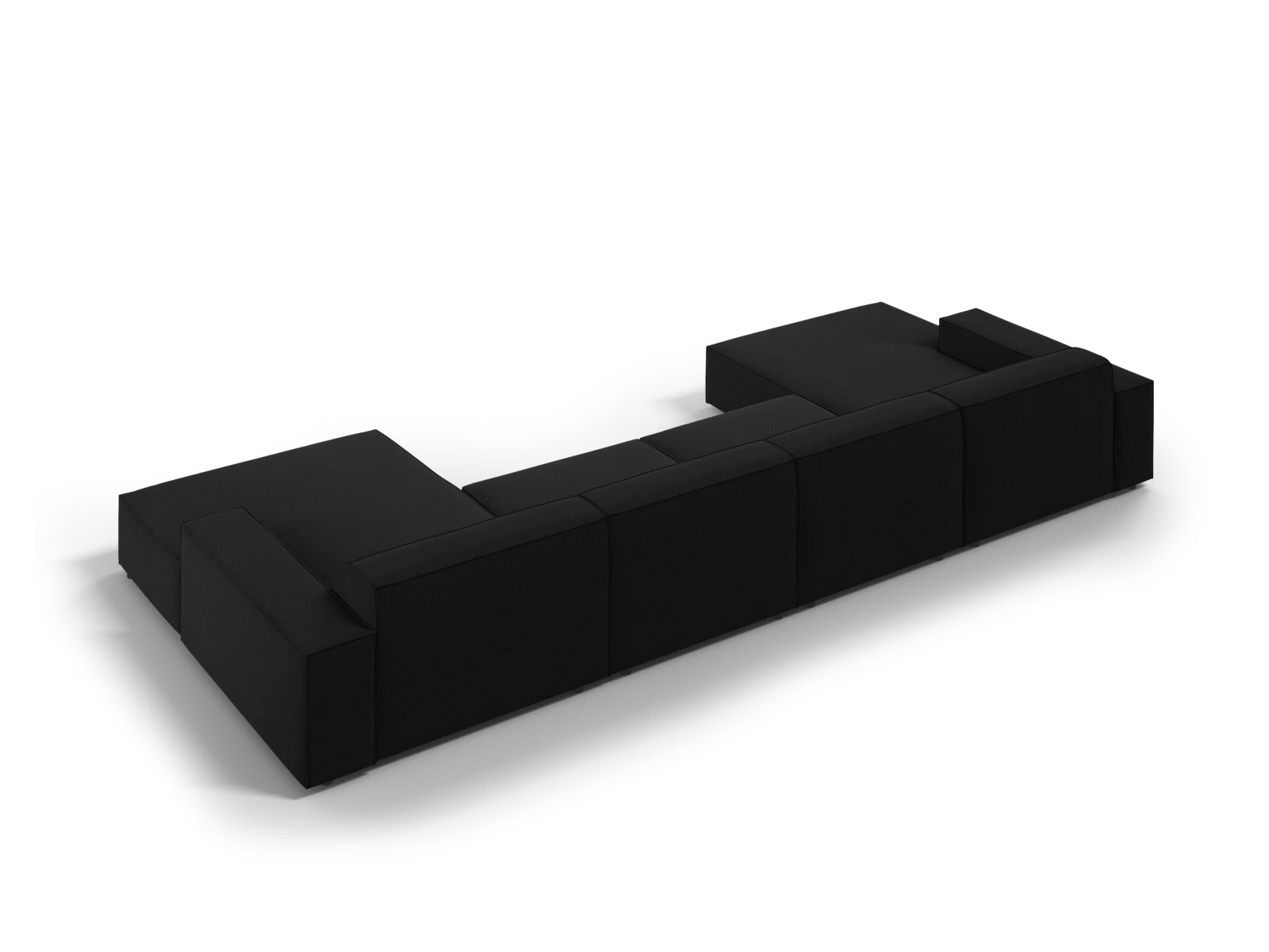Elegantes modulares 6-Sitzer Sofa Jodie von Micadoni in zeitlosem Schwarz, ideal für stilvolle Wohnräume und gesellige Zusammenkünfte.