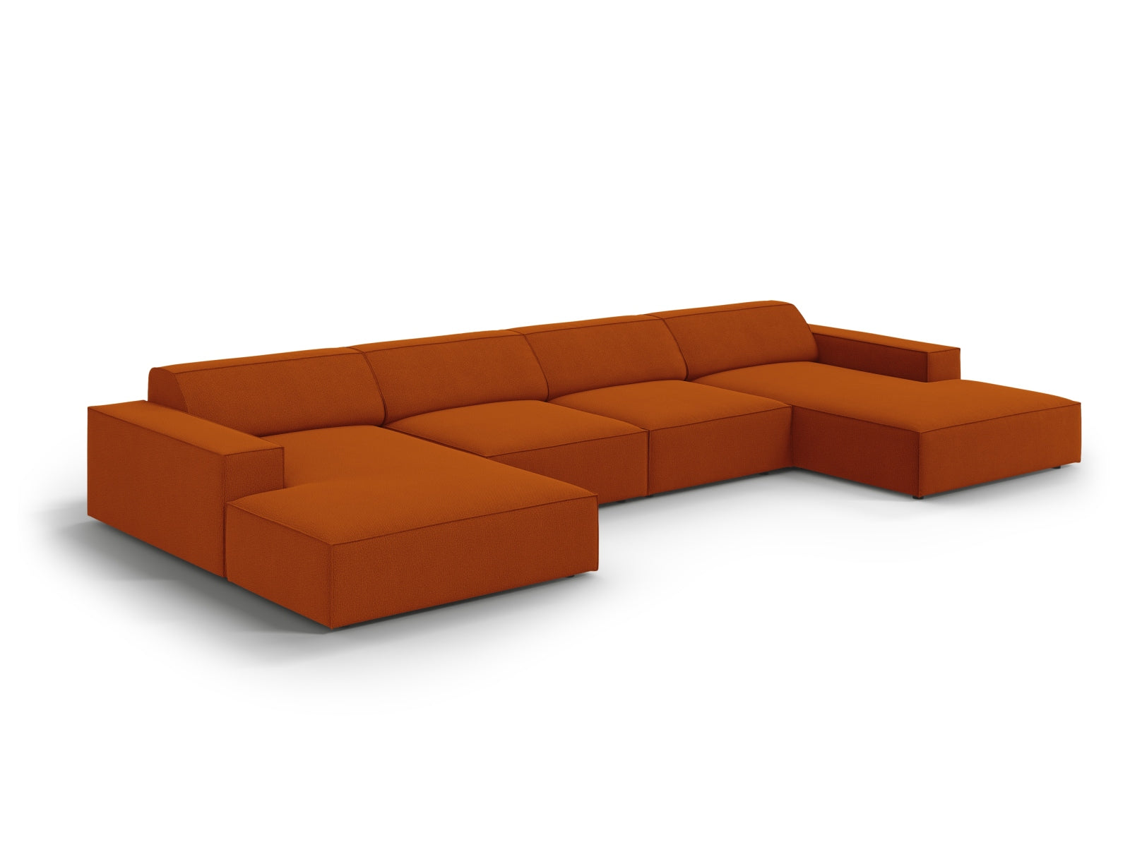 Modulares 6-Sitzer Sofa Jodie in warmem Terracotta, perfekt für gesellige Runden und modernes Wohndesign.