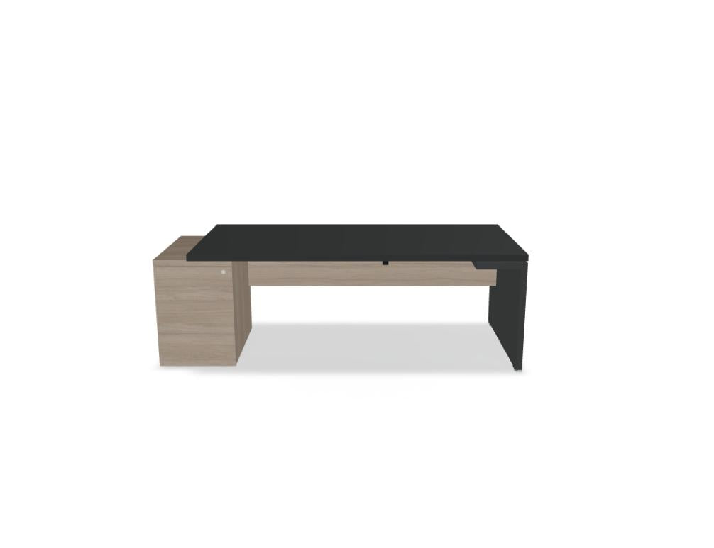 Mito Fenix MITF3KDL - Chefschreibtisch in FENIX Schwarz Matt präsentiert im Onlineshop von KAQTU Design AG. Schreibtisch ist von Mdd
