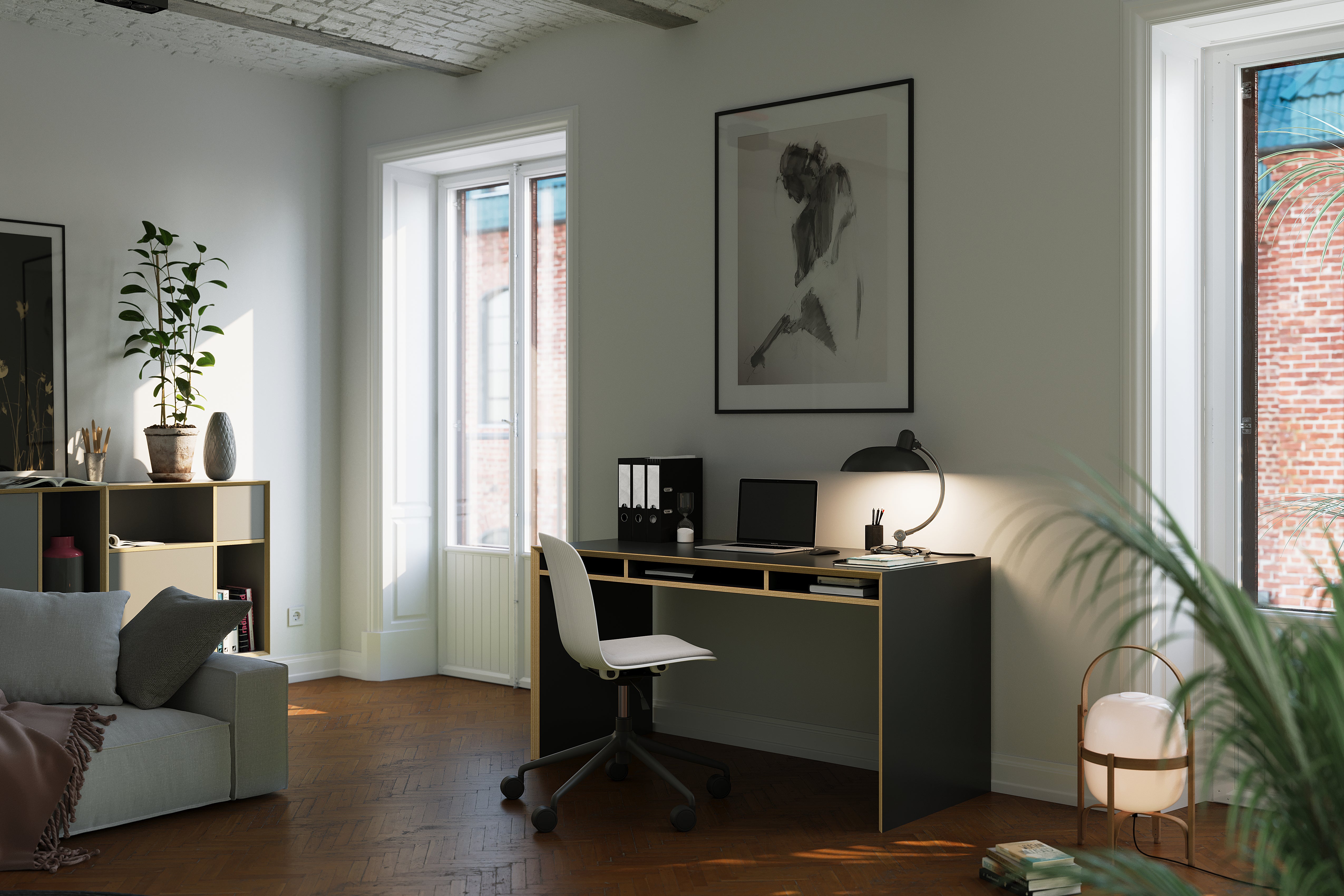 Bridge Schreibtisch in Schwarz matt präsentiert im Onlineshop von KAQTU Design AG. Schreibtisch ist von Müller Möbelwerkstätten