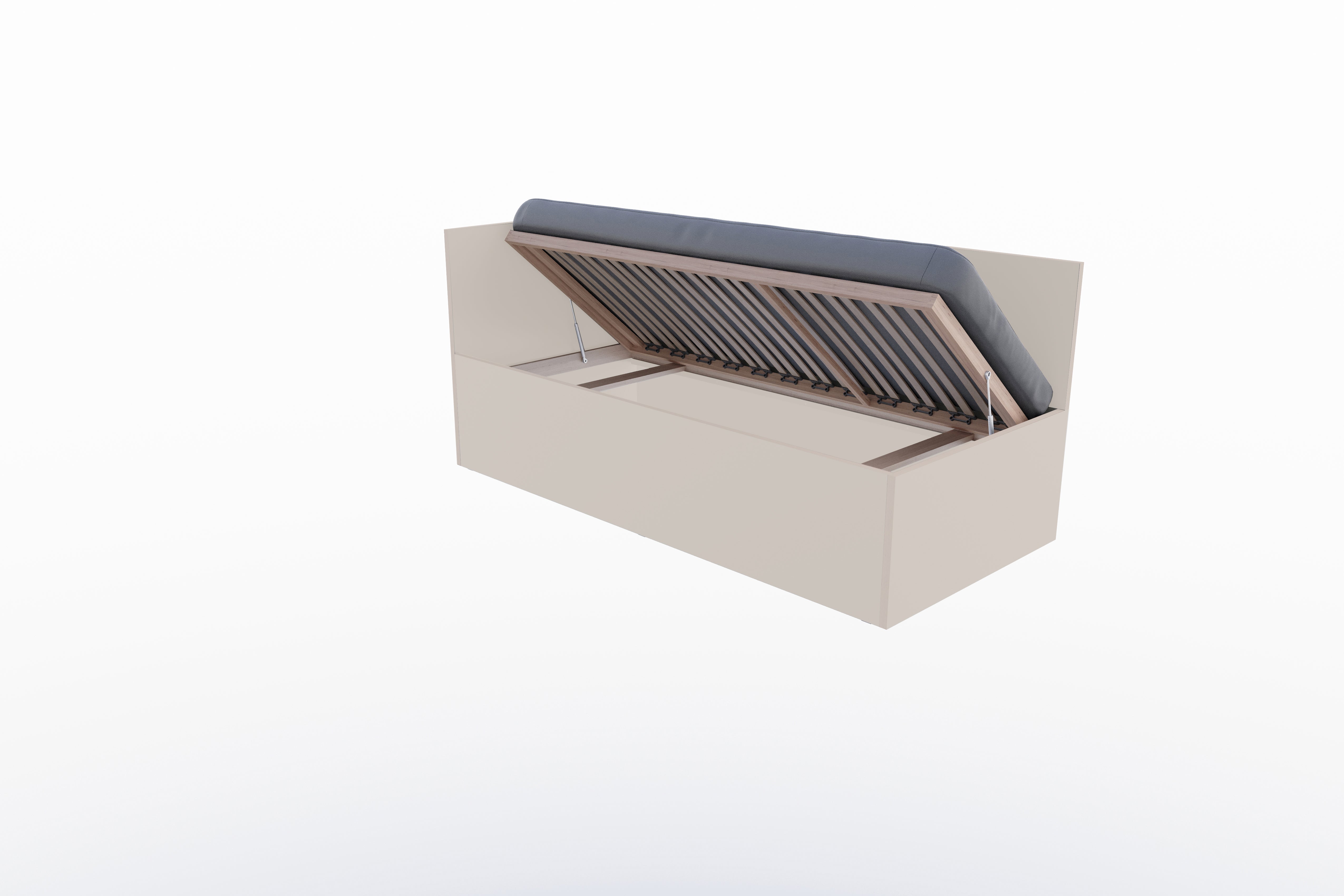 Corner Bett 90 x 200 links in Kaschmirgrau präsentiert im Onlineshop von KAQTU Design AG. Bett ist von Müller Möbelwerkstätten