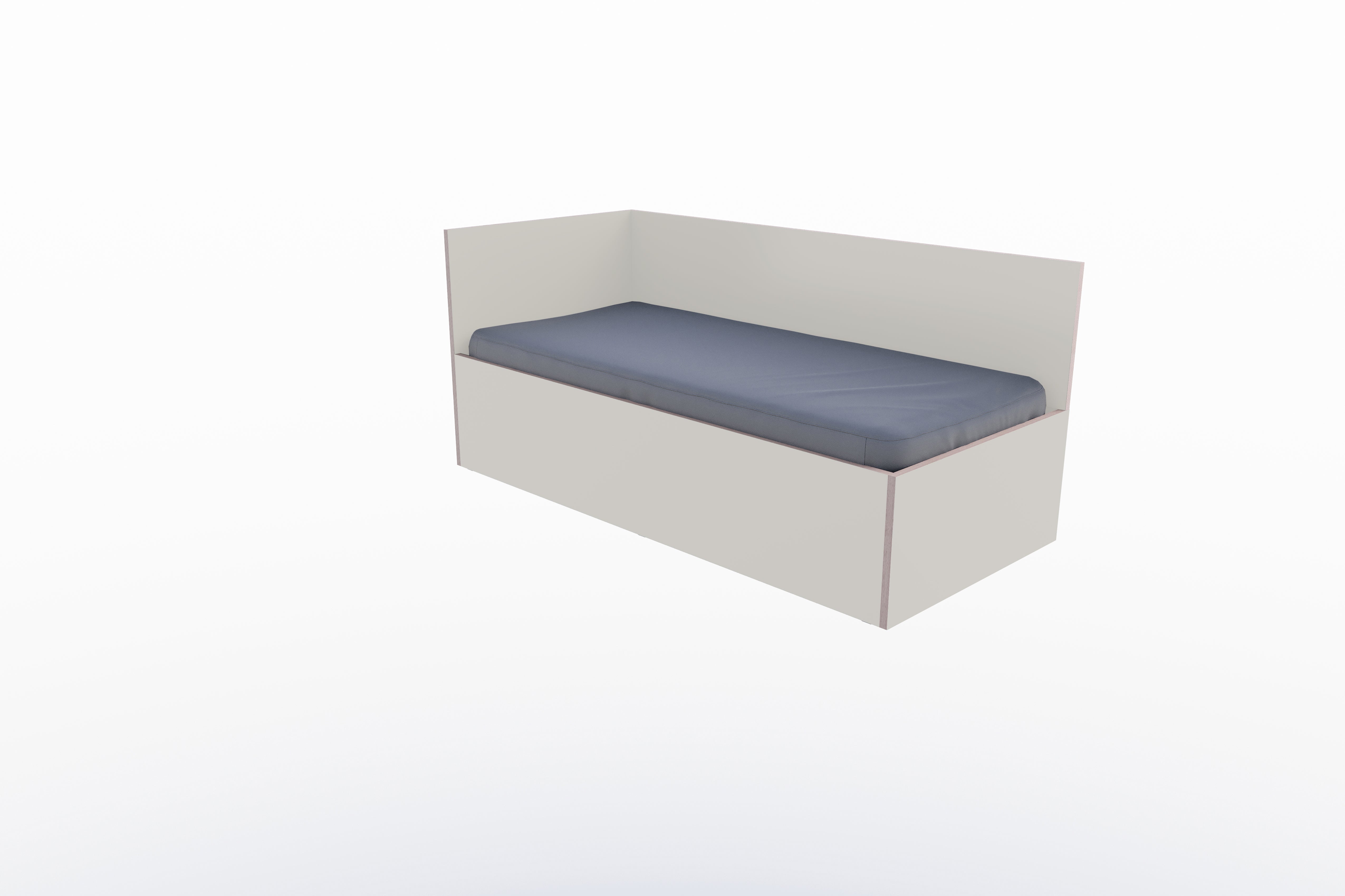 Corner Bett 90 x 200 links in Steingrau/Multiplexkante präsentiert im Onlineshop von KAQTU Design AG. Bett ist von Müller Möbelwerkstätten