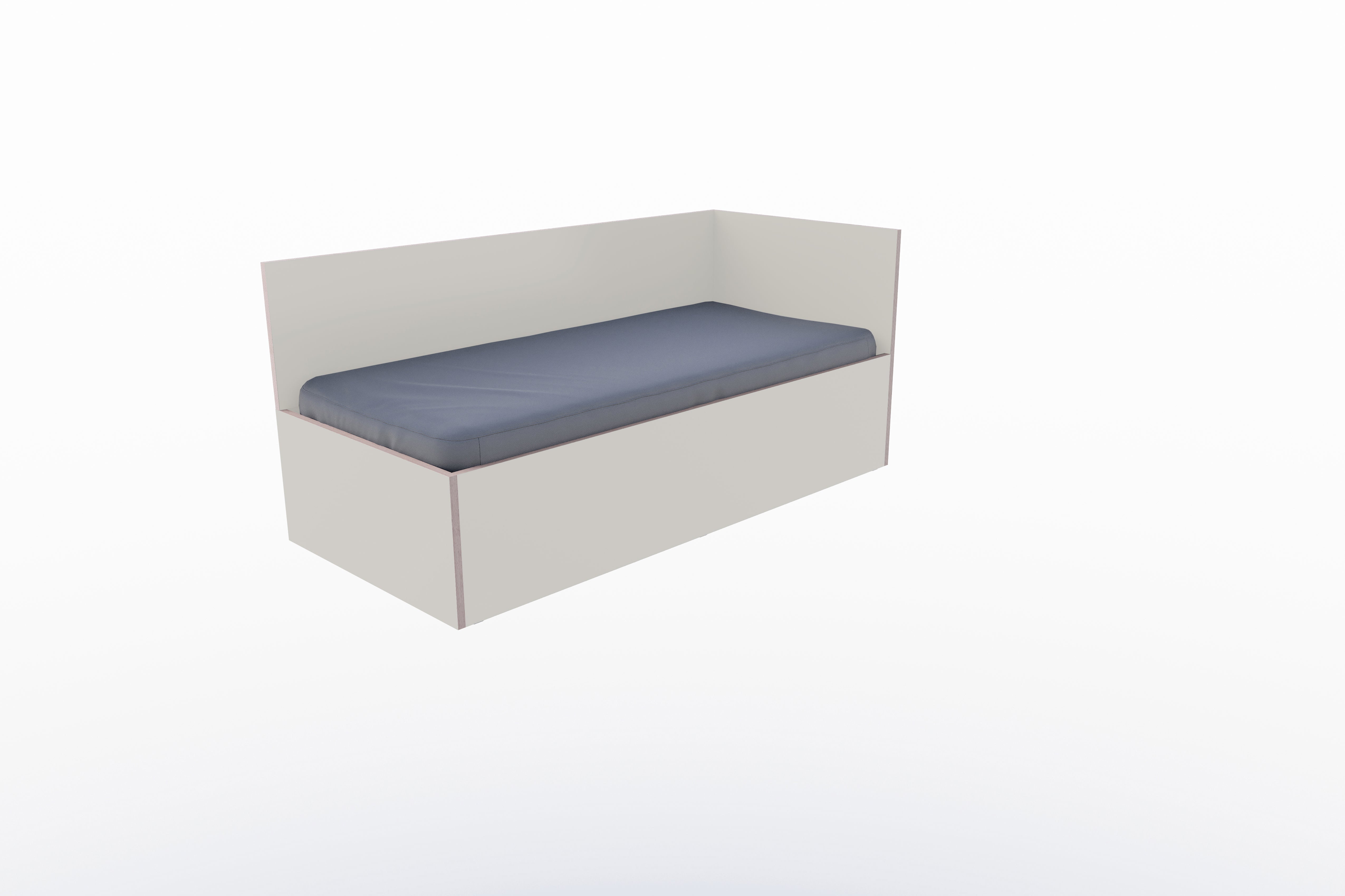 Corner Bett 90 x 200 rechts in Steingrau/Multiplexkante präsentiert im Onlineshop von KAQTU Design AG. Bett ist von Müller Möbelwerkstätten