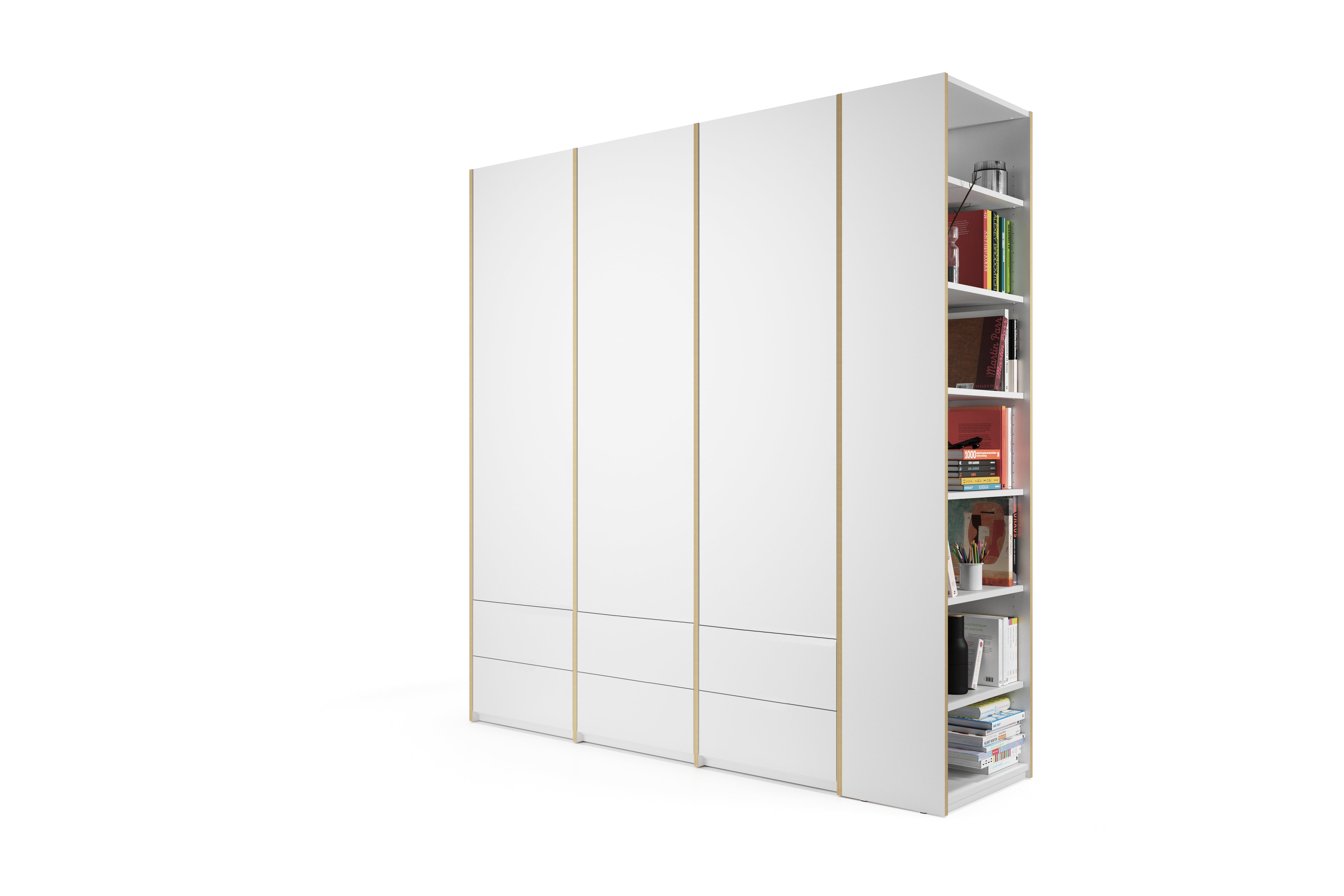 Modular Plus Kombination 5 in Weiss präsentiert im Onlineshop von KAQTU Design AG. Drehtürenschrank ist von Müller Möbelwerkstätten