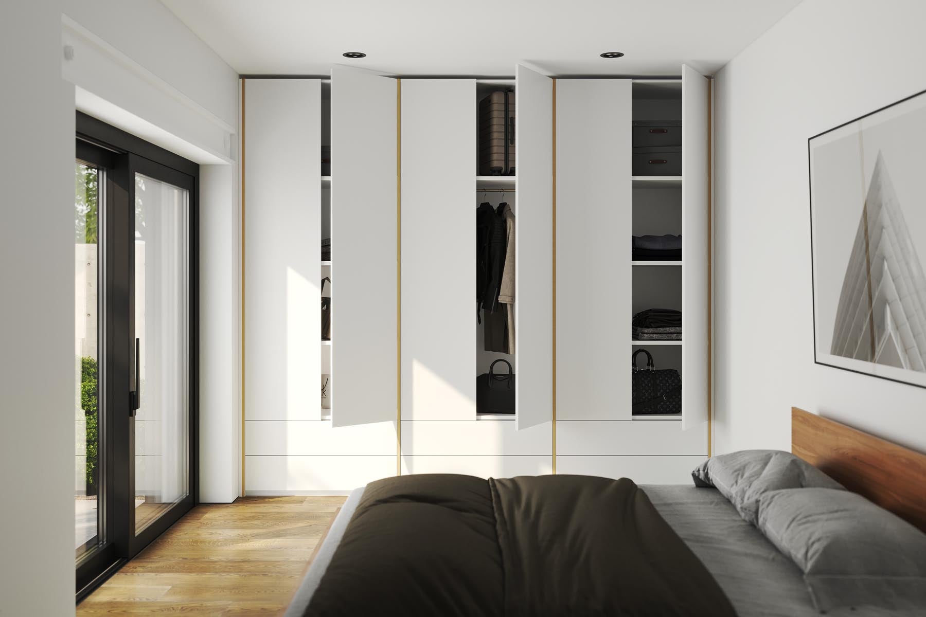Modular Plus Kombination 5 in Weiss präsentiert im Onlineshop von KAQTU Design AG. Drehtürenschrank ist von Müller Möbelwerkstätten