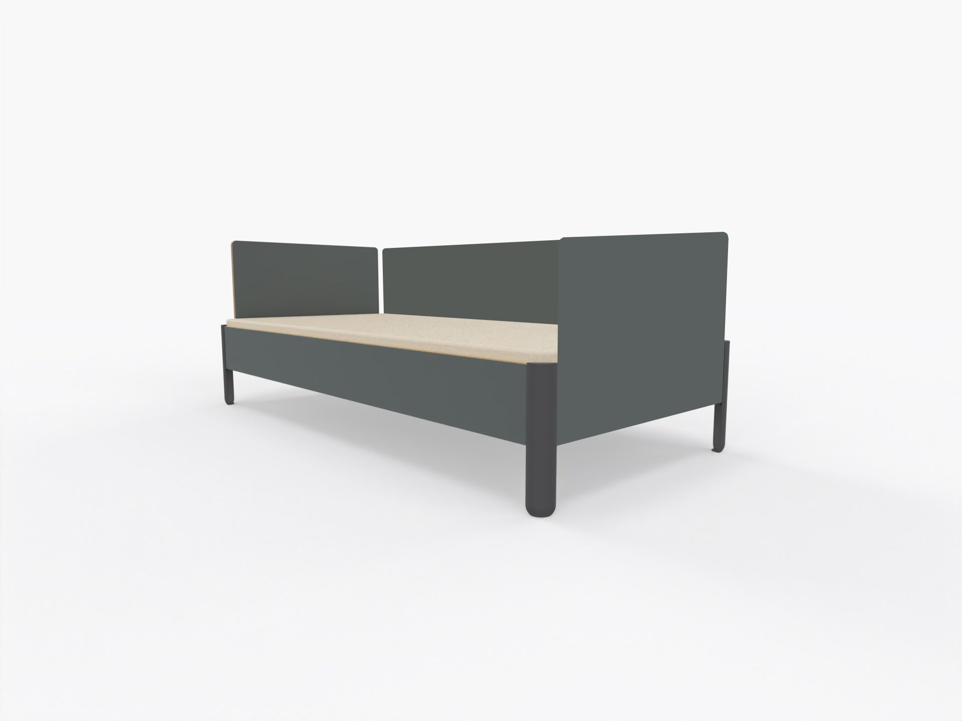 Nait Bett mit Kopf-, Fussteil und Seitenteil in Anthrazit präsentiert im Onlineshop von KAQTU Design AG. Bett ist von Müller Möbelwerkstätten
