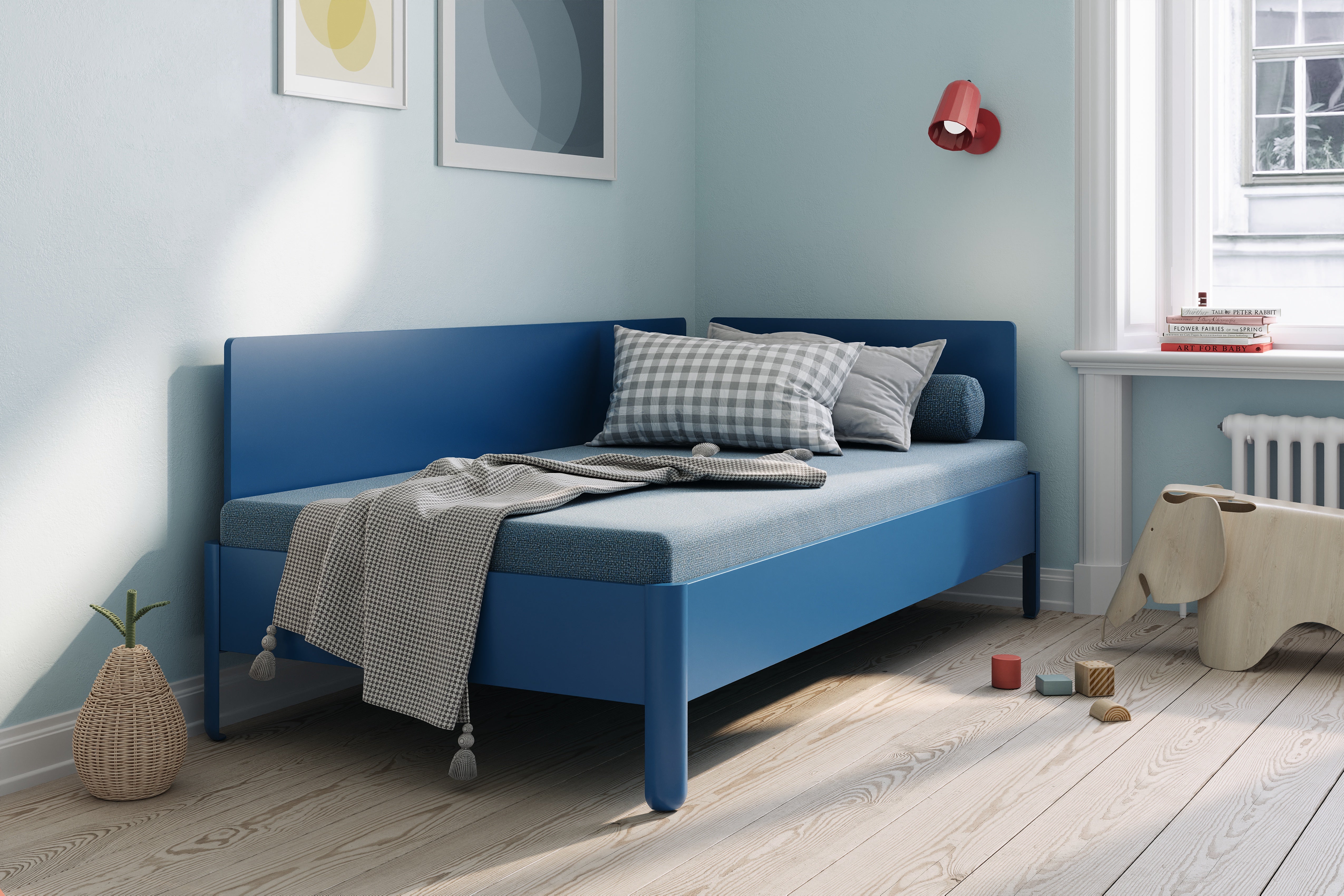 Nait Bett mit Kopfteil und Seitenteil in Anthrazit präsentiert im Onlineshop von KAQTU Design AG. Bett ist von Müller Möbelwerkstätten