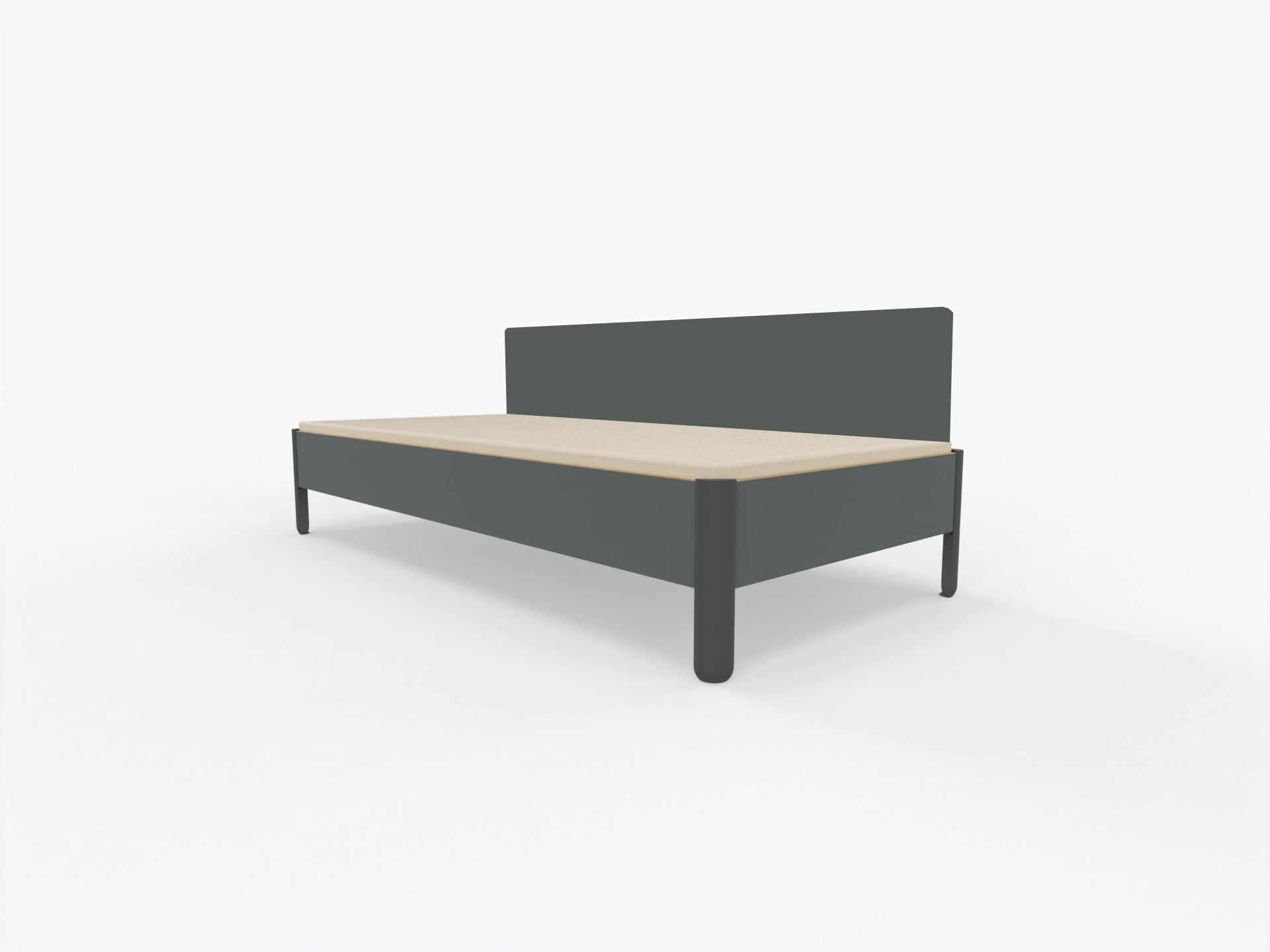 Nait Bett mit Seitenteil in Anthrazit präsentiert im Onlineshop von KAQTU Design AG. Bett ist von Müller Möbelwerkstätten