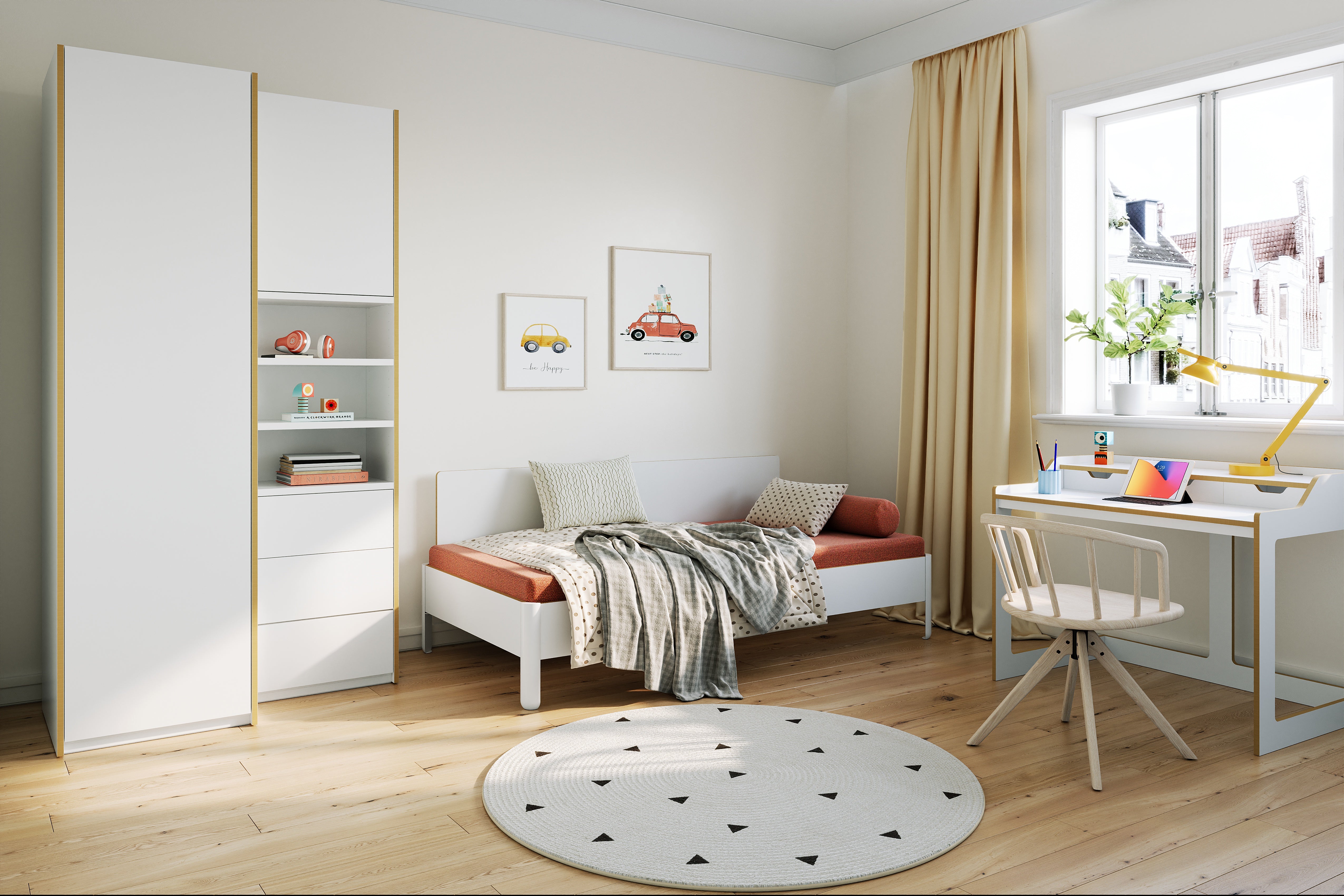Nait Bett mit Seitenteil in Anthrazit präsentiert im Onlineshop von KAQTU Design AG. Bett ist von Müller Möbelwerkstätten