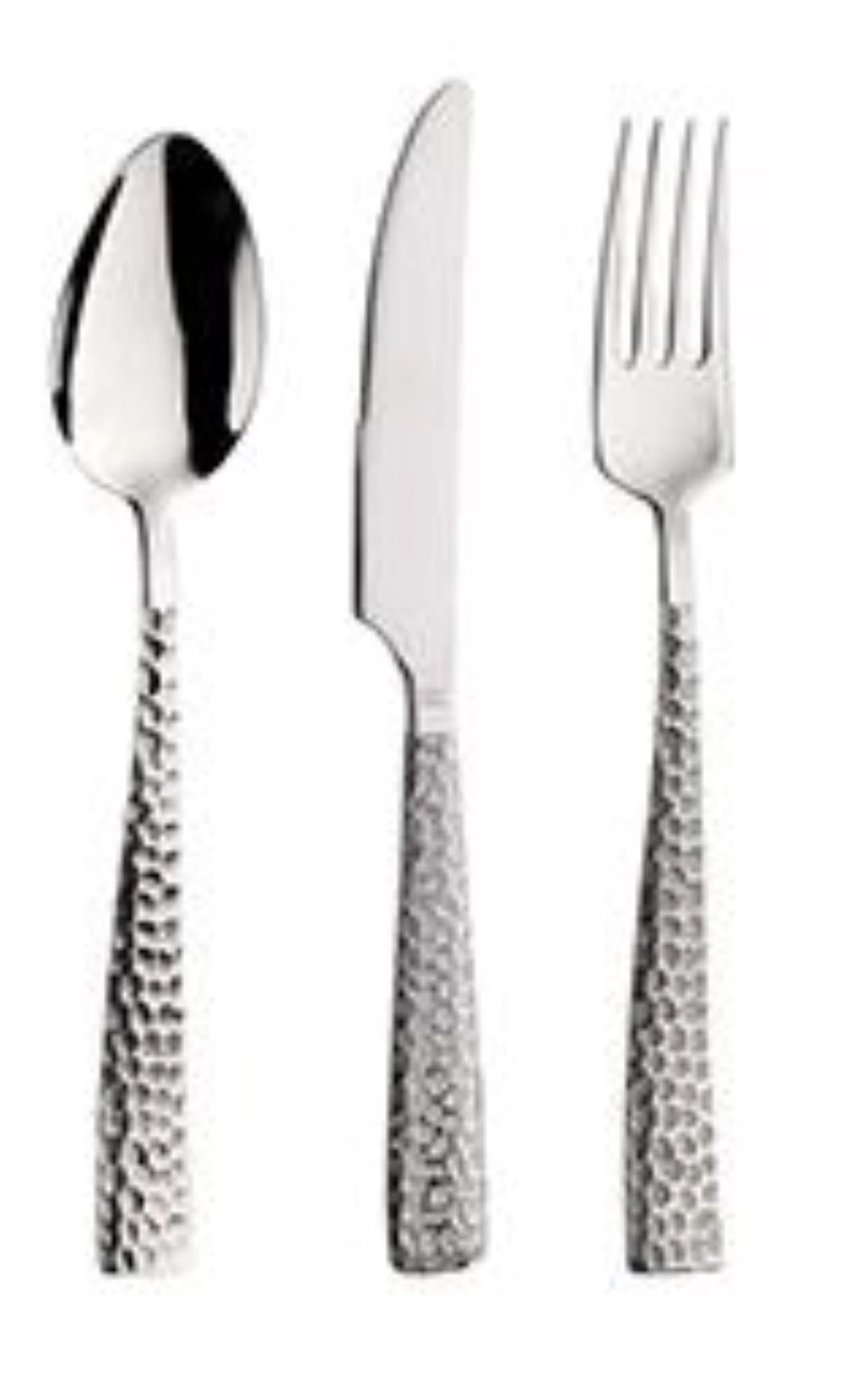 Palace Martellato Dessertgabel in Silber präsentiert im Onlineshop von KAQTU Design AG. Besteck ist von Pintinox