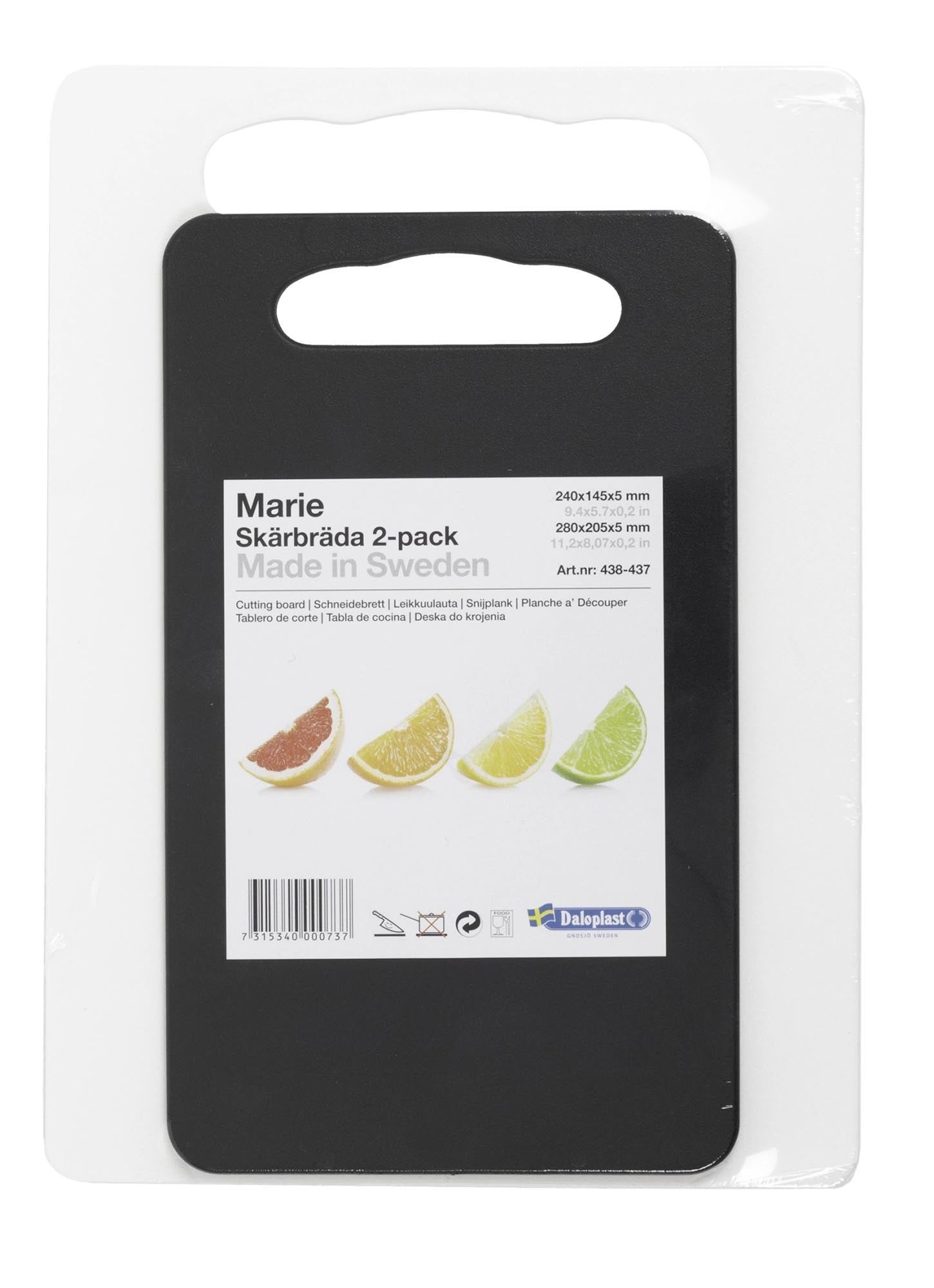 Schneidebrett Set 2tlg 24x14.5x0.5 schw u.28x20.5x0.5cm weis in Schwarz präsentiert im Onlineshop von KAQTU Design AG. Schneidbrett ist von DaloLindén