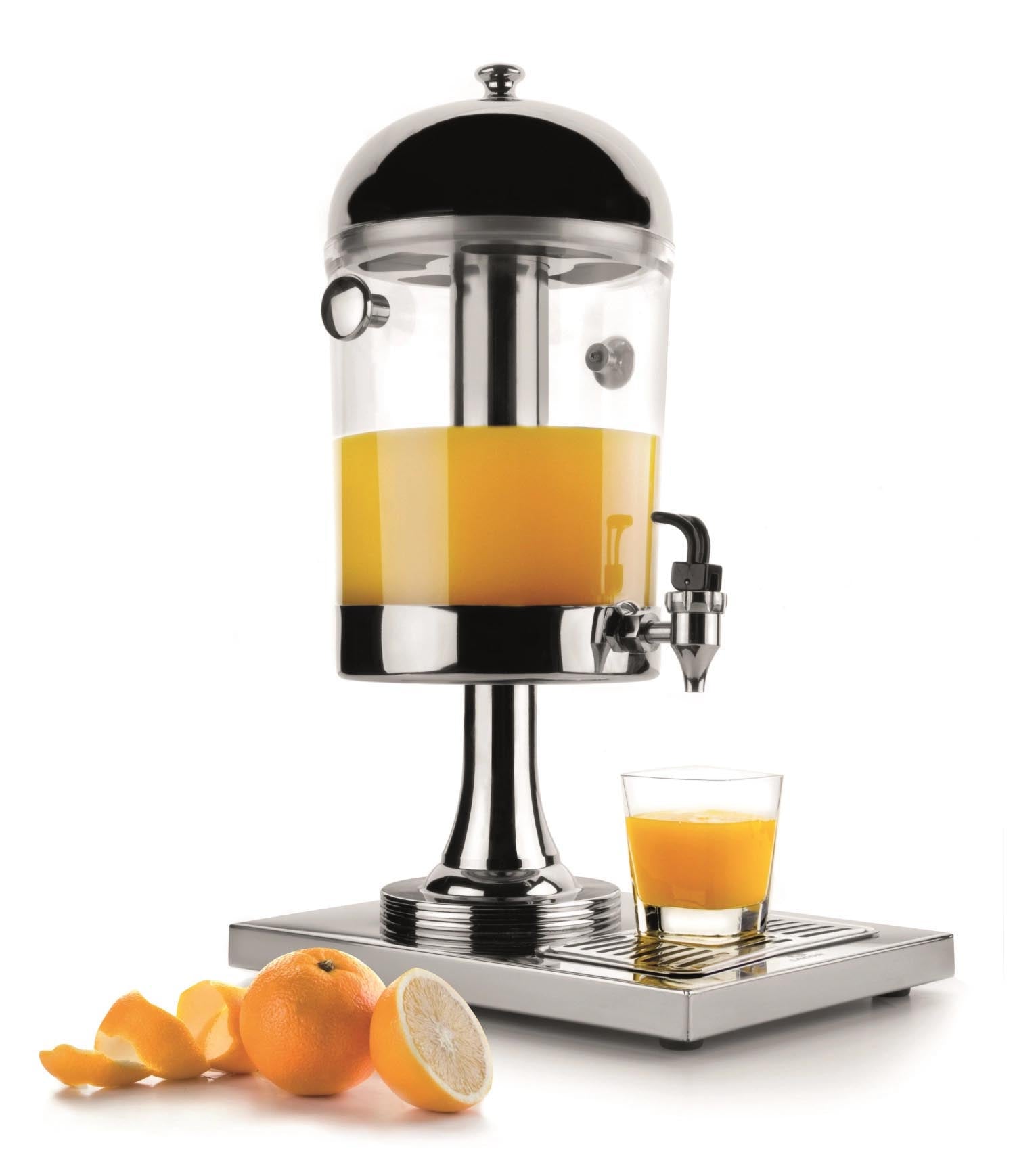 Saftbehälter 8.7lt auf Fuss in Silber präsentiert im Onlineshop von KAQTU Design AG. Flasche ist von Lacor