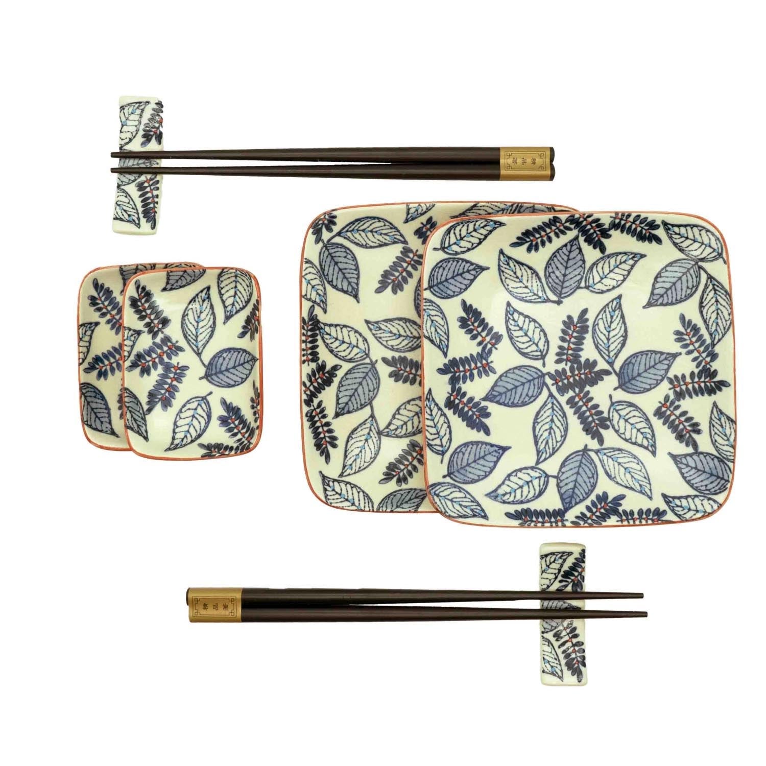 2er Set Teller, Schüsseln, Stäbchen, 13x13cm 8x5.7cm Blau in Mehrfarbig präsentiert im Onlineshop von KAQTU Design AG. Schale ist von Easy Life