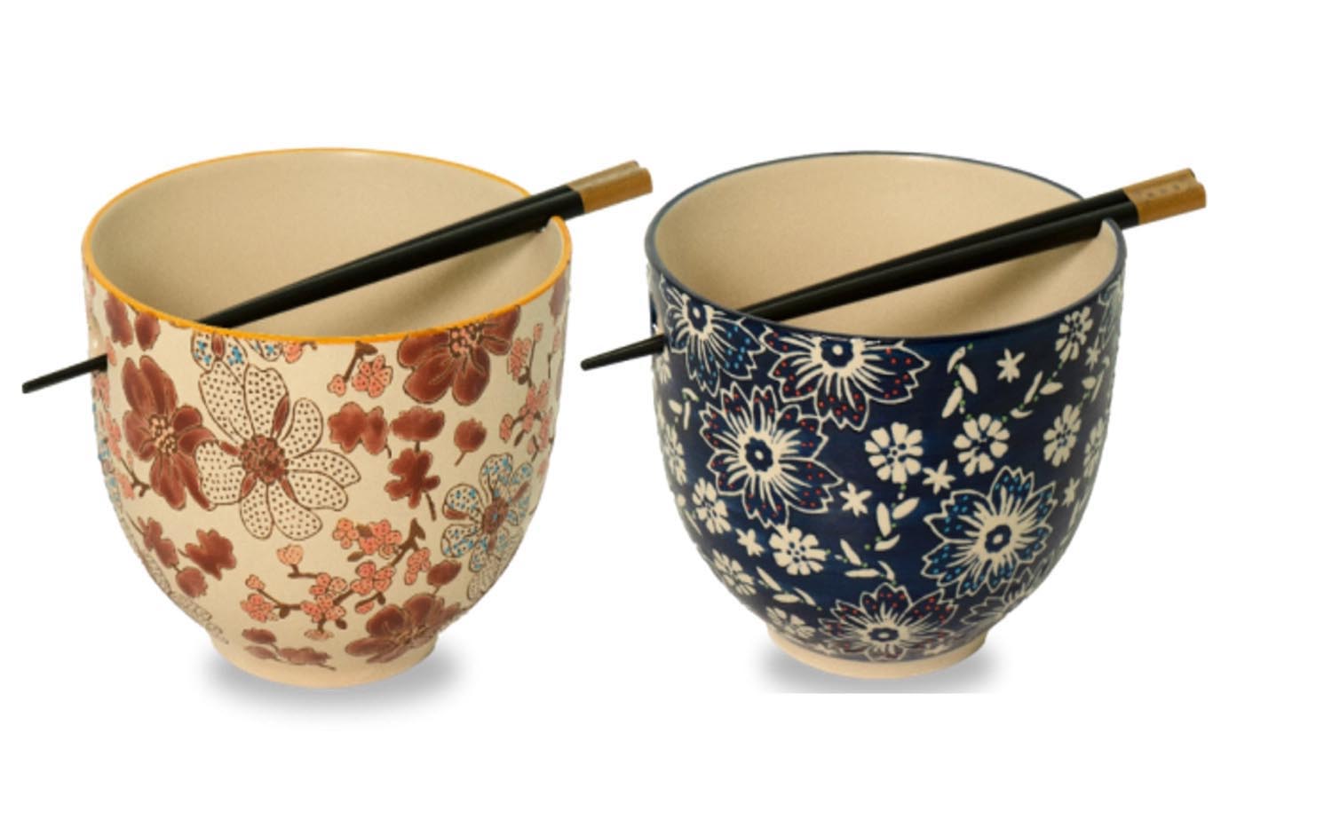 2er Set Ramen Schüsseln mit Stäbchen D14cm H11.5cm 800ml in Mehrfarbig präsentiert im Onlineshop von KAQTU Design AG. Schale ist von Easy Life