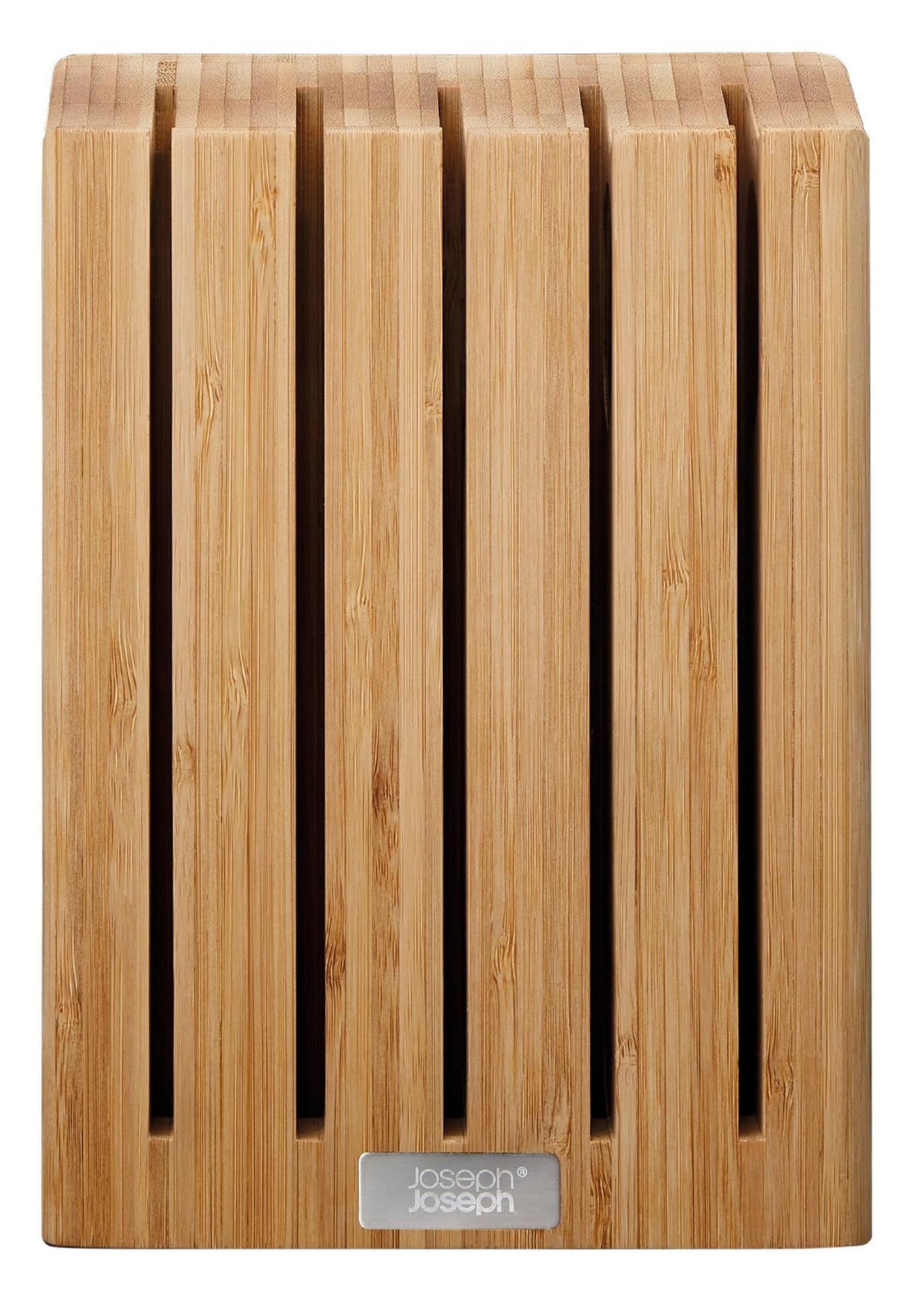 Stilvoller Bambus-Messerblock mit 5 erstklassigen Elevate Steel Messern von Joseph Joseph, perfekt für moderne Küchen.