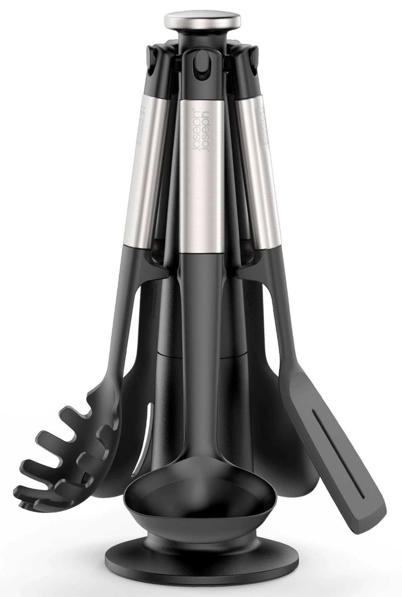 Elevate Karussell 5tlg. Silikon/Stahl in Schwarz präsentiert im Onlineshop von KAQTU Design AG. Kochbesteck ist von Joseph Joseph