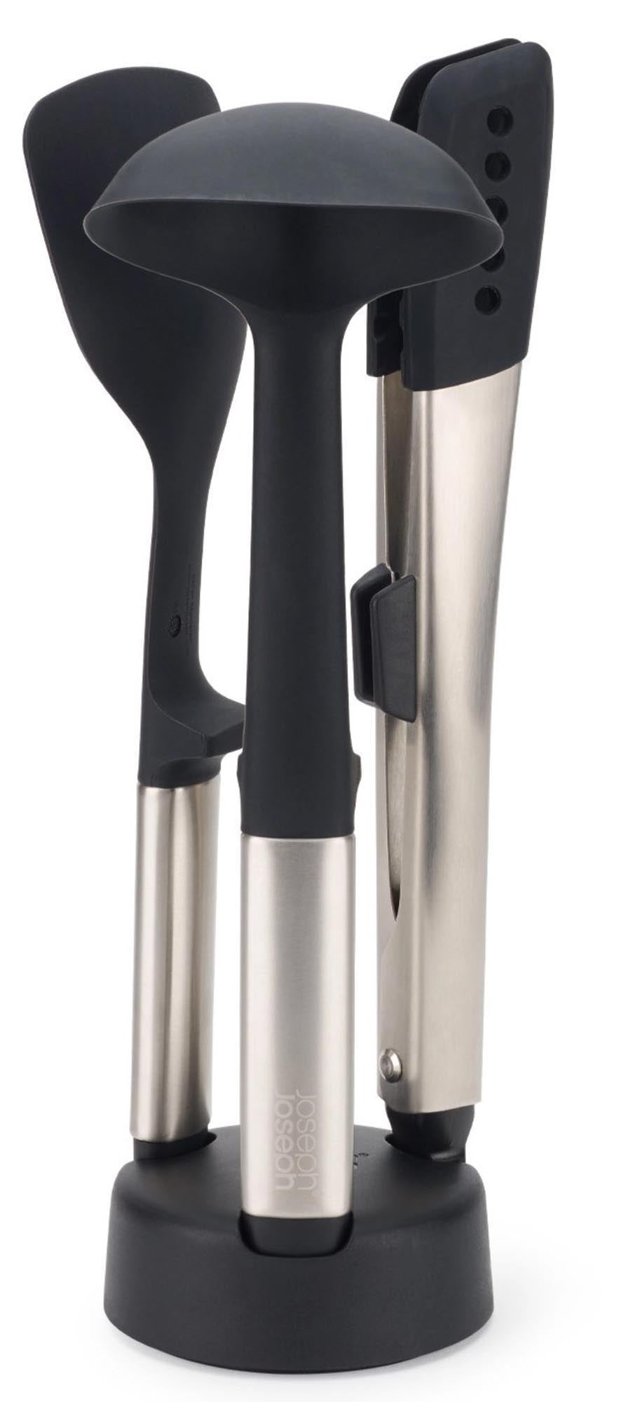 Elevate Fusion 3tlg. Silikon-Set mit Ständer in Schwarz präsentiert im Onlineshop von KAQTU Design AG. Kochbesteck ist von Joseph Joseph