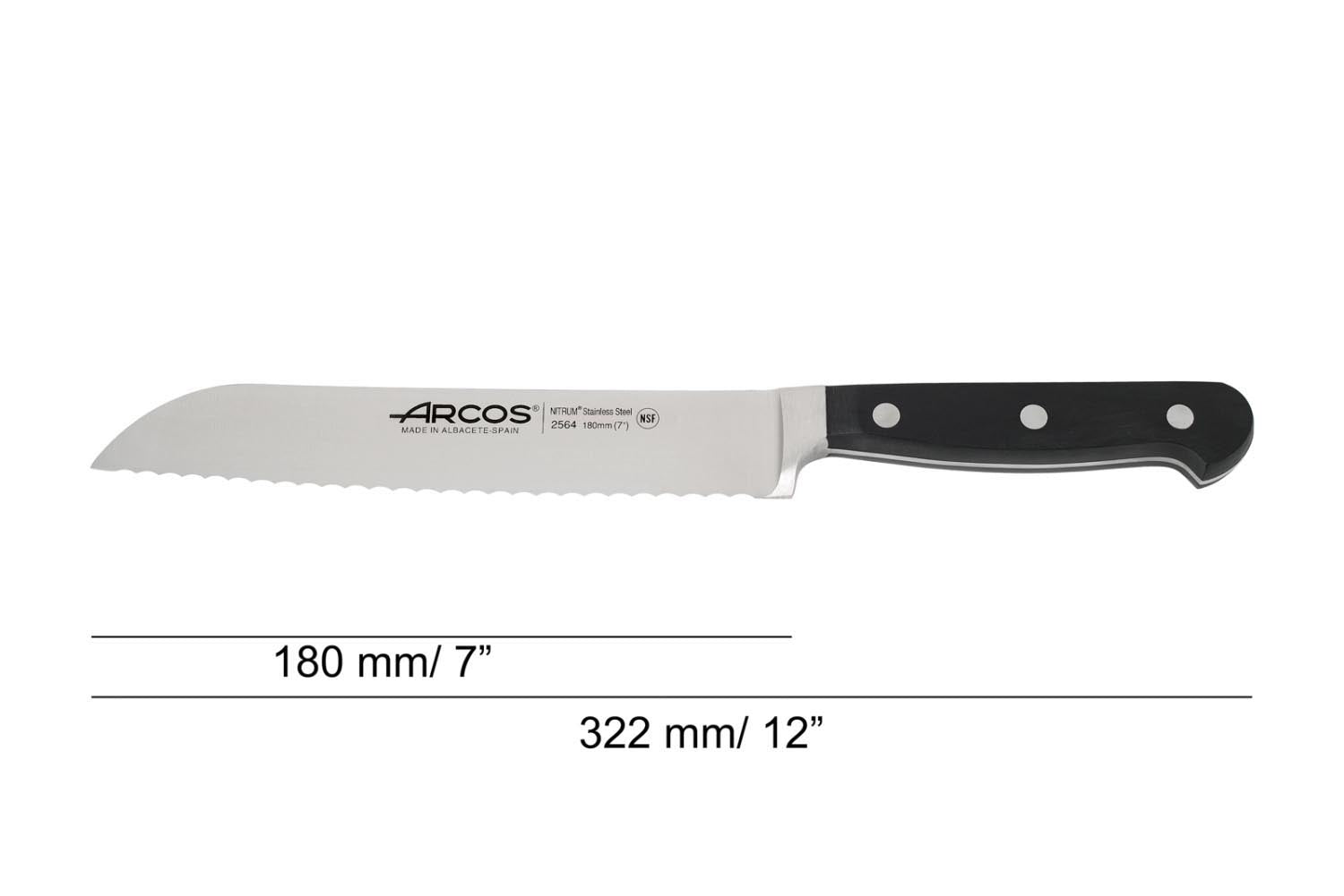Das Arcos Clasica Brotmesser mit 18cm geschmiedeter Klinge bietet präzises Schneiden und hochwertige Verarbeitung für Ihre Küche.