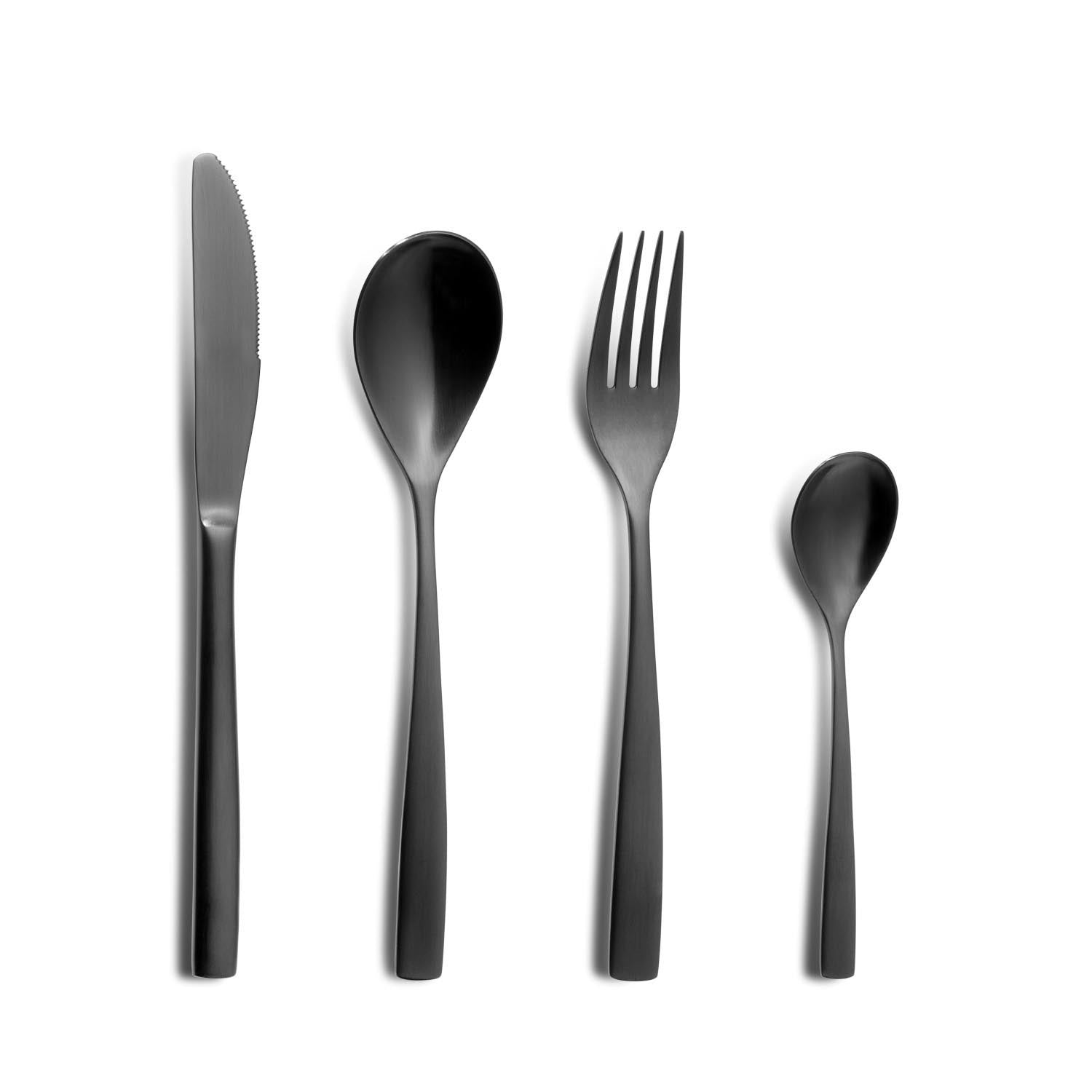 Barcelona Tafellöffel 18/0 Schwarz matt in Schwarz präsentiert im Onlineshop von KAQTU Design AG. Besteck ist von Comas