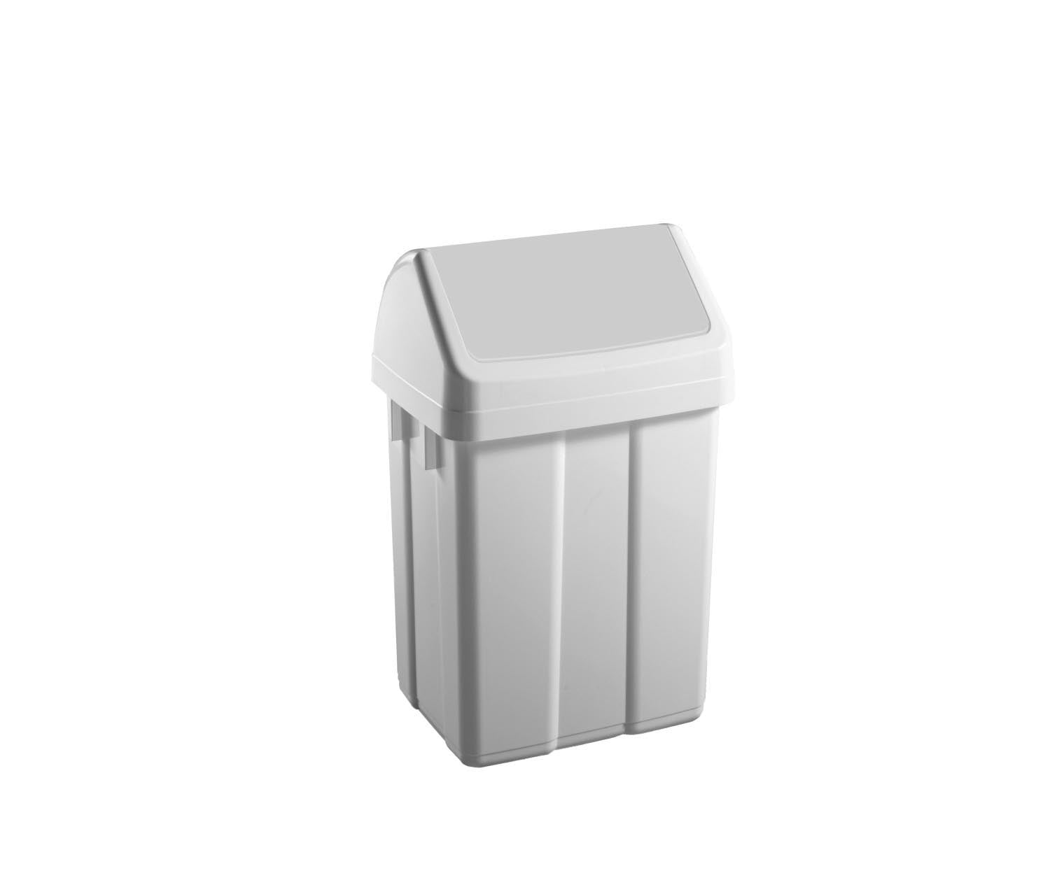 Mülltonne mit Klappdeckel weiss 50lt 36x29x65cm in Weiss präsentiert im Onlineshop von KAQTU Design AG. Abfalleimer ist von Linum