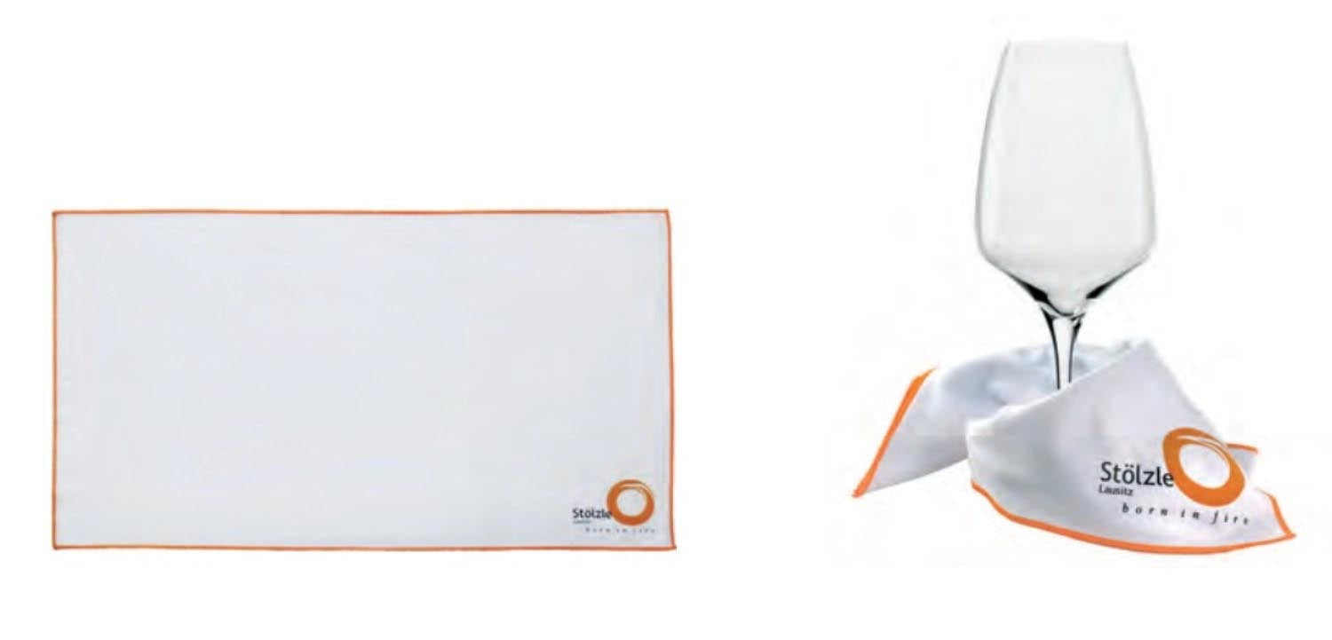 Glaspoliertuch 35x60cm mit Stölzle-Logo in Weiss präsentiert im Onlineshop von KAQTU Design AG. Küchentuch ist von Stölzle