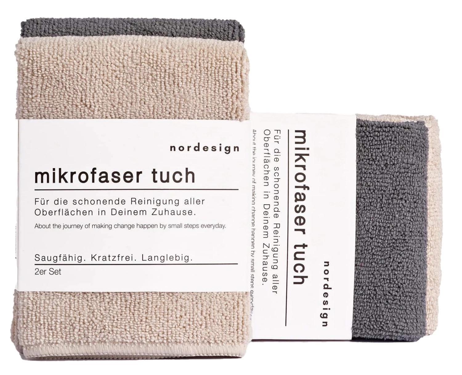 2er Set Mikrofaser Tuch, grau und beige in Grau präsentiert im Onlineshop von KAQTU Design AG. Küchentuch ist von Nordesign