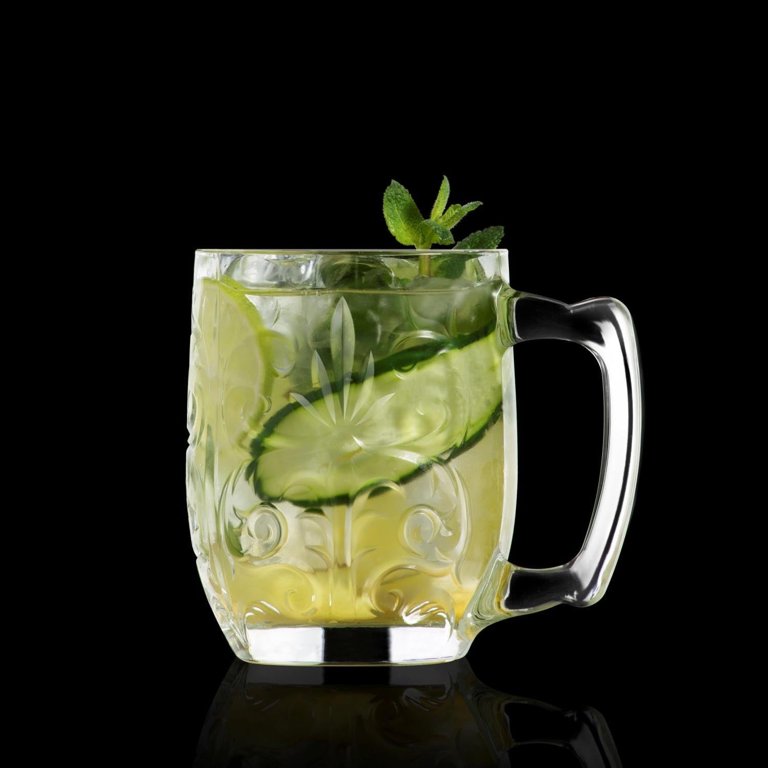 4er Set Tattoo Mule Gläser von RCR, 42cl, aus edlem Kristallglas, perfekt für Cocktails, mit einzigartigem und modernem Design.