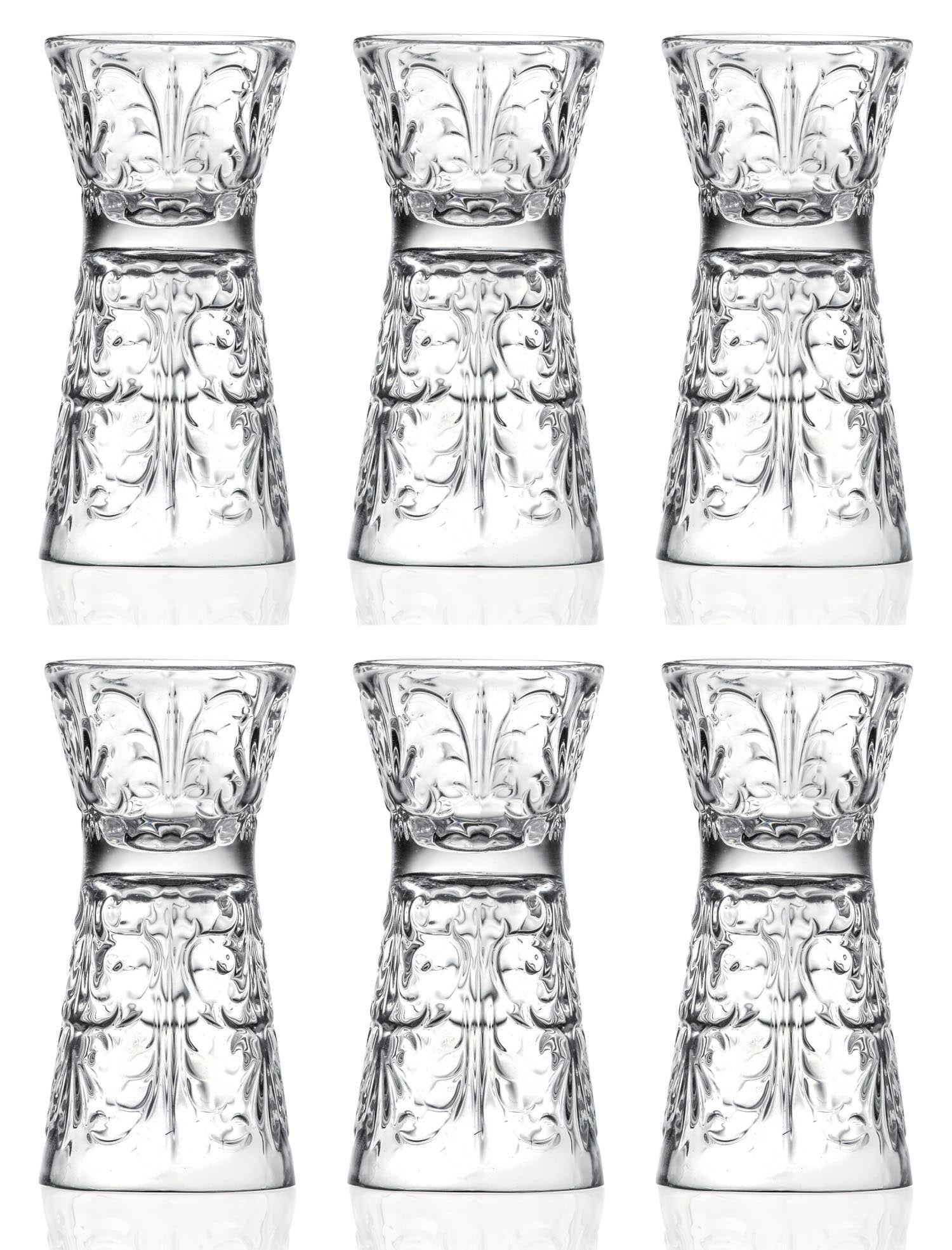 6er Set Tattoo Clessidra Ø5 H10.2 cm, 6+3 cl in Transparent präsentiert im Onlineshop von KAQTU Design AG. Glas ist von RCR