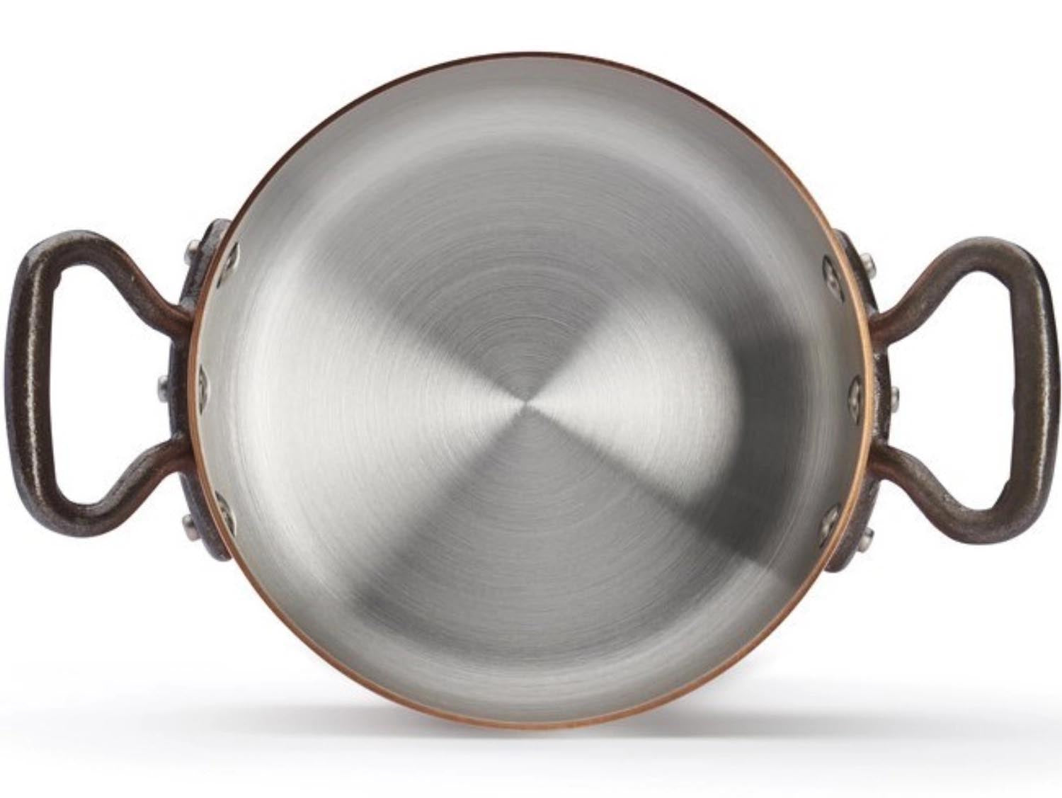 Hochwertiger PRIMA MATERA Kupfer-Bratentopf (16cm) mit Deckel, induktionsgeeignet, von de Buyer. Perfekt für anspruchsvolles Kochen.