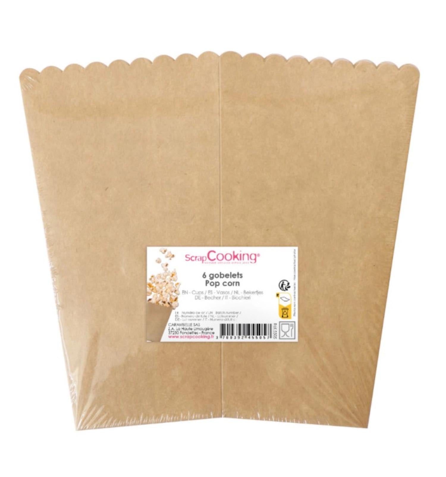 Set mit 6 Popcorn-Bechern von Scrap Cooking, ideal für Partys und Filmabende. Stilvoll und praktisch für Snacks.