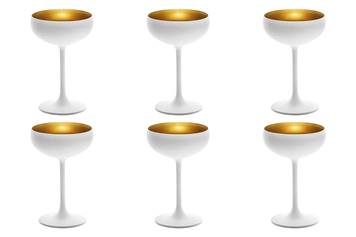 6er Set Elements Sektschale 230ml weiss/gold in Gold präsentiert im Onlineshop von KAQTU Design AG. Glas ist von Stölzle