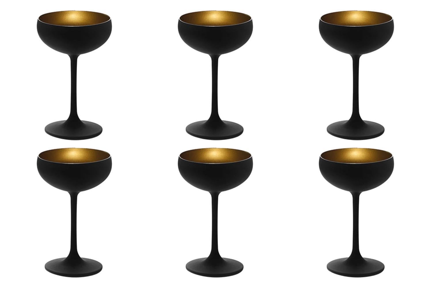 6er Set Elements Sektschale 230ml schwarz/gold in Gold präsentiert im Onlineshop von KAQTU Design AG. Glas ist von Stölzle