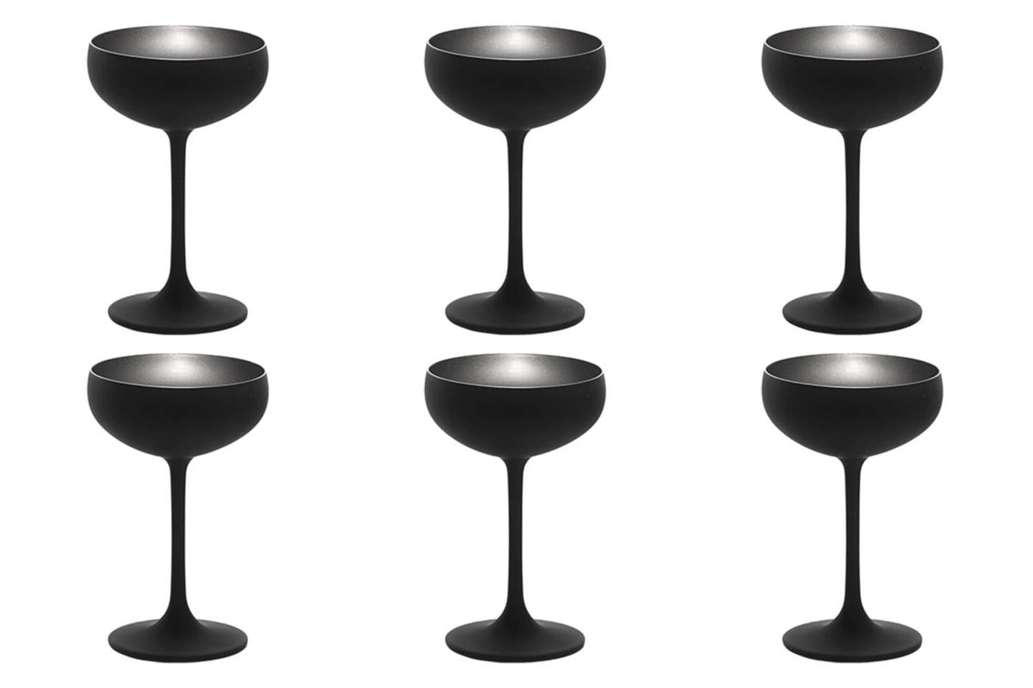 6er Set Elements Sektschale 230ml schwarz/silber in Schwarz präsentiert im Onlineshop von KAQTU Design AG. Glas ist von Stölzle