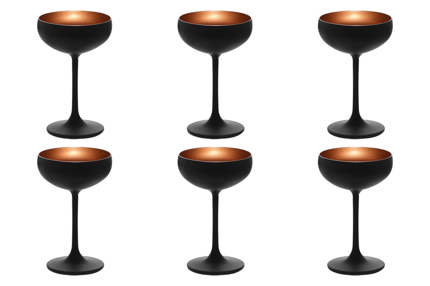6er Set Elements Sektschale 230ml schwarz/bronze in Braun präsentiert im Onlineshop von KAQTU Design AG. Glas ist von Stölzle