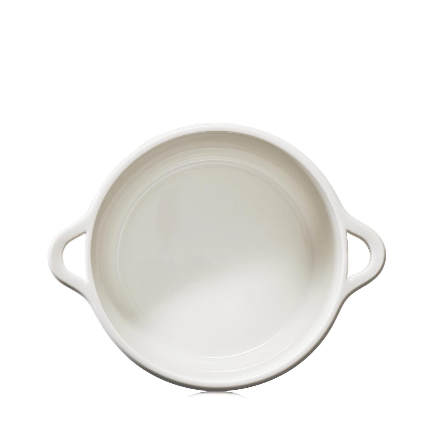 Elegante Ofenkasserolle D22cm in alabasterweiss von Revol, ideal für stilvolles Kochen und Servieren ohne Deckel.