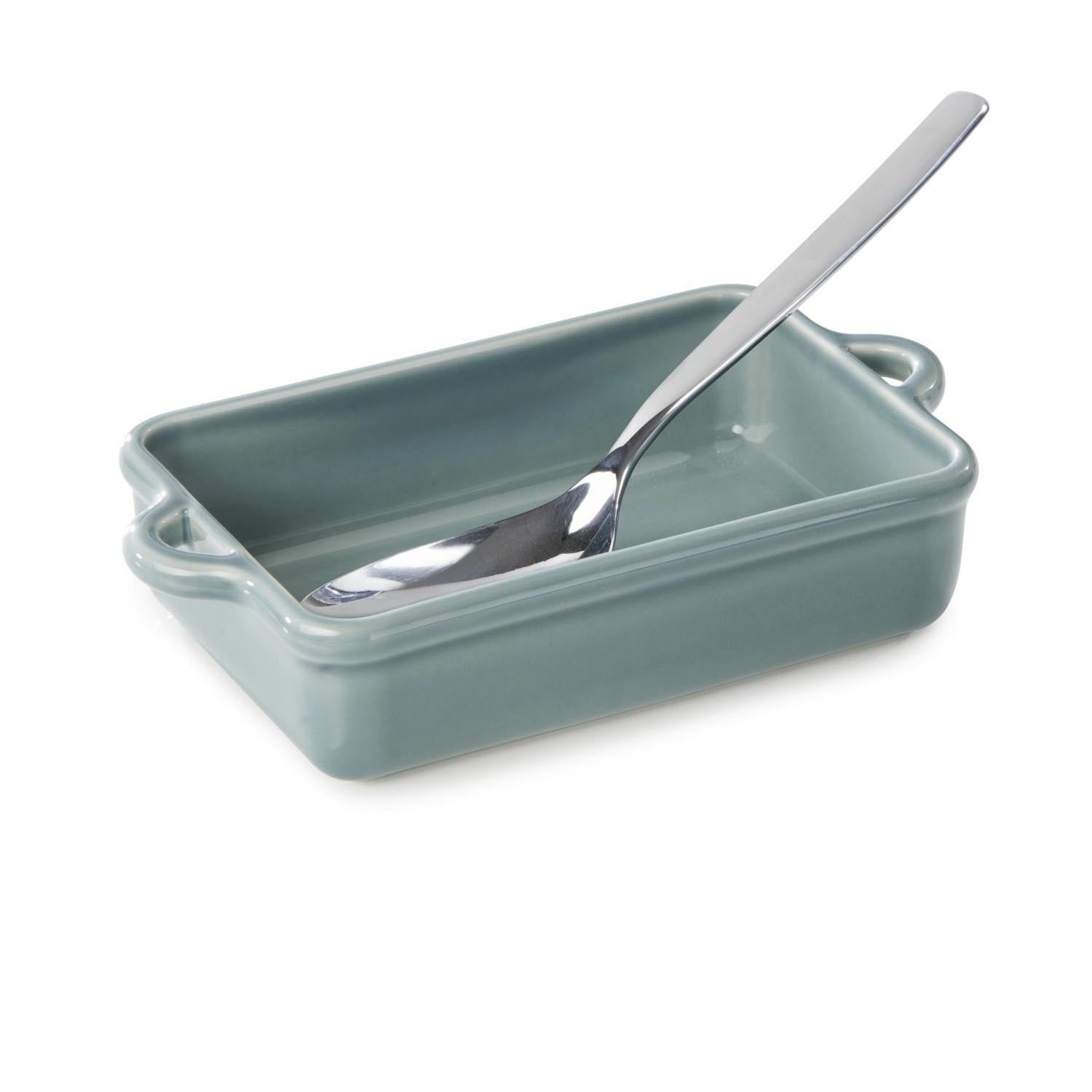 Elegante Bombance Auflaufform von Revol in wolkengrau, 18.5x12x5cm, ideal für stilvolles Servieren und Backen.