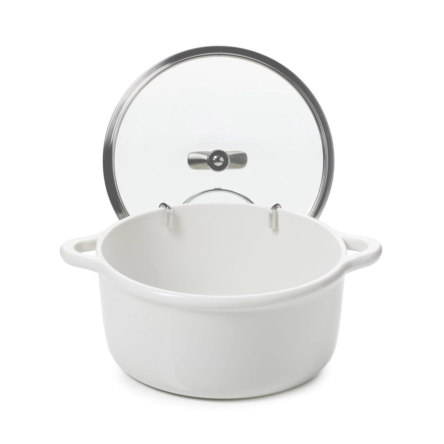 Praktische Edelstahl-Deckelhalterung für Kasserollen von Revol, ideal für Ordnung und Funktionalität in der Küche.