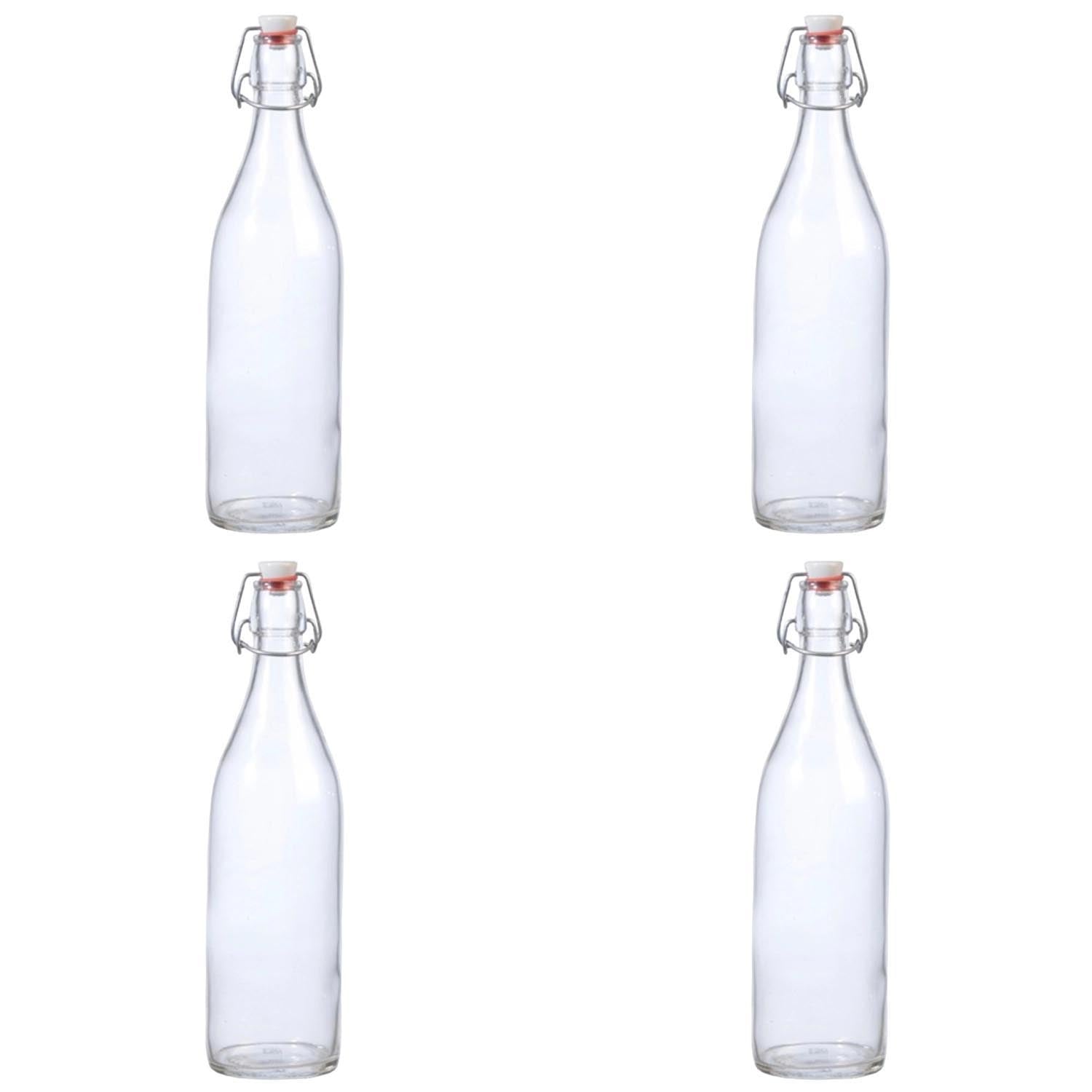 4er Set Flasche Lory 1 l mit Porzellan-Bügelverschluss in Transparent präsentiert im Onlineshop von KAQTU Design AG. Karaffe ist von Maison Truffe
