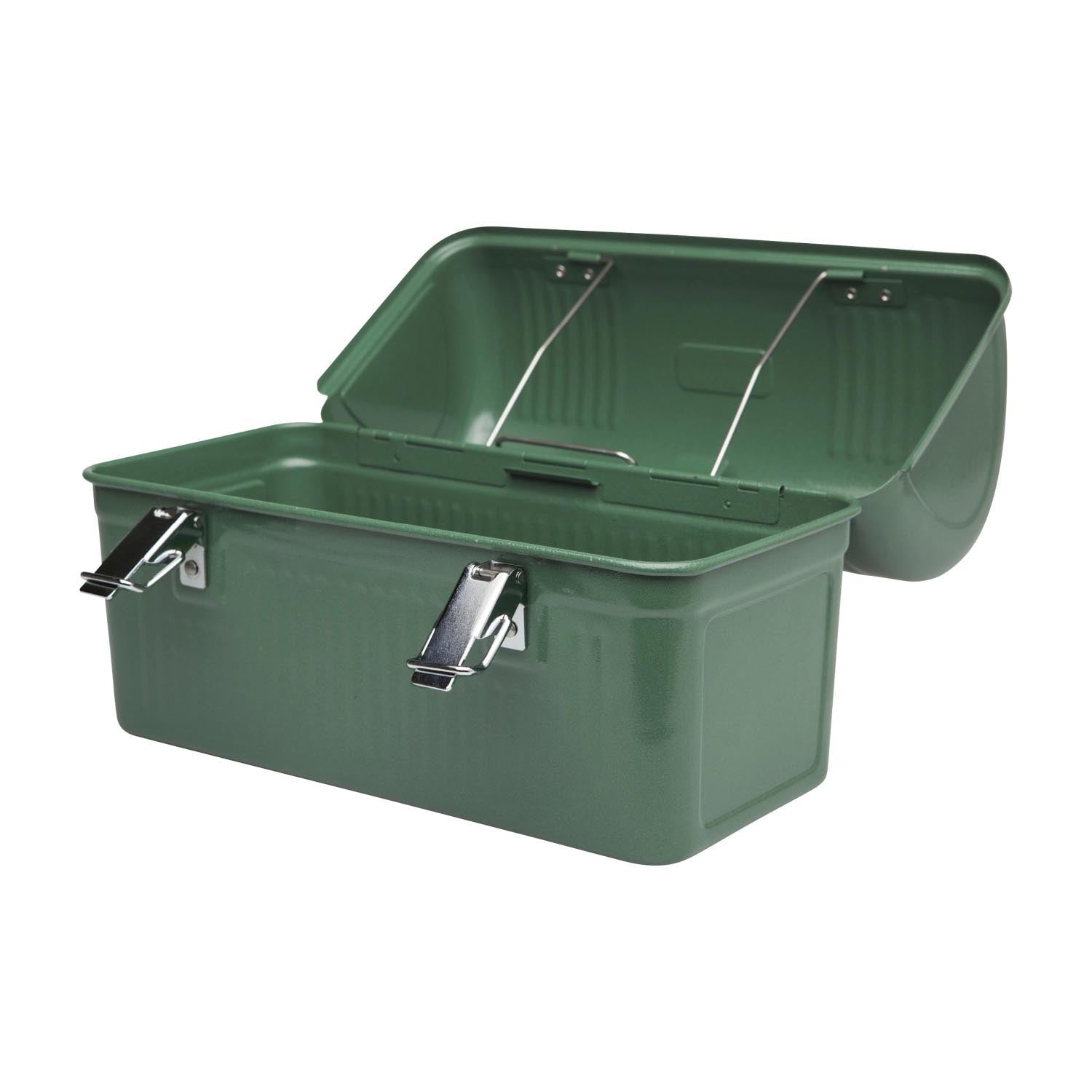 Robuste Stanley Lunchbox aus Stahl, 9.5L Volumen, hammertone grün, ideal für Outdoor-Abenteuer und langlebige Aufbewahrung.