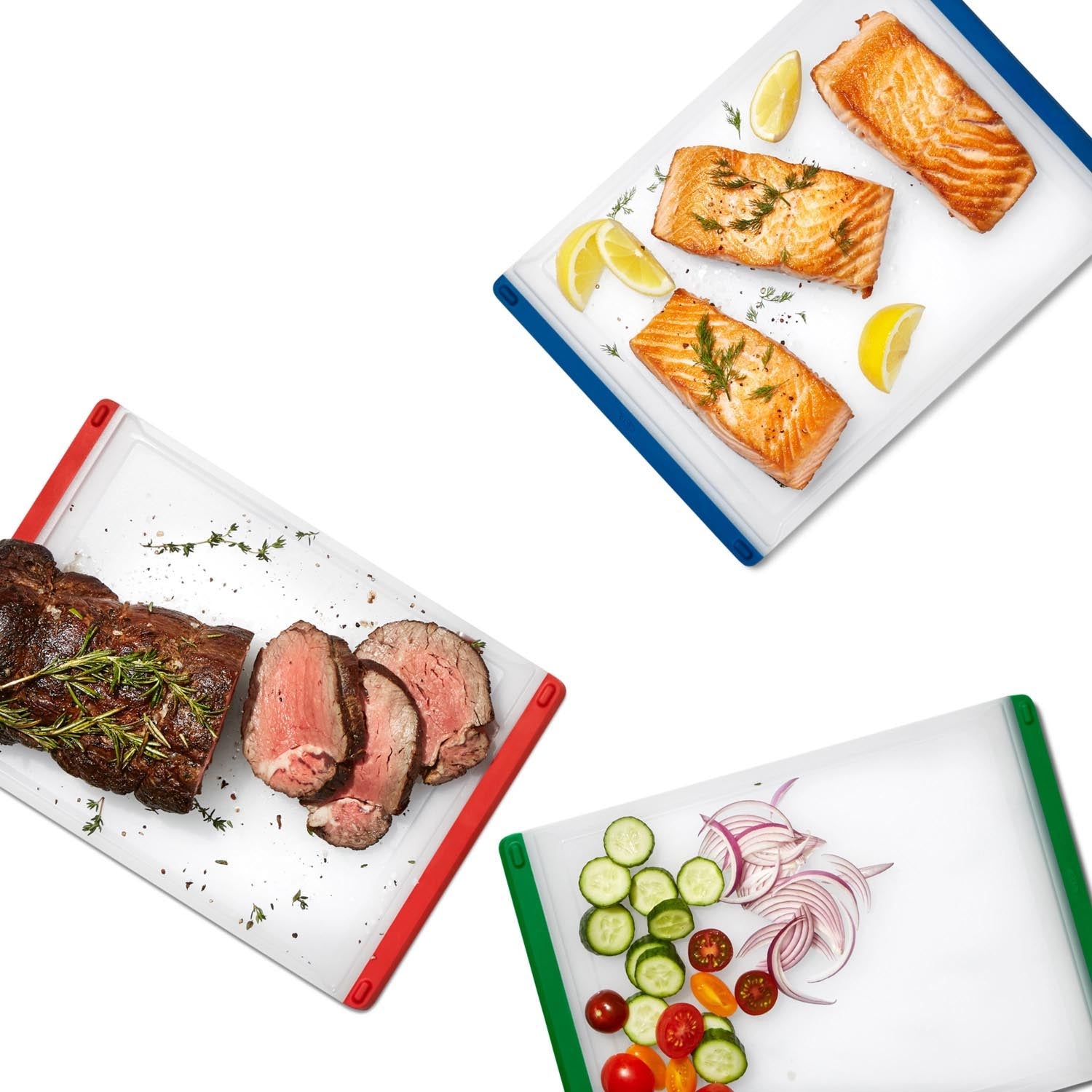 3er Set OXO Schneidebretter: robust, rutschfest, spülmaschinengeeignet, hygienisch und ideal für vielseitiges Schneiden in der Küche.