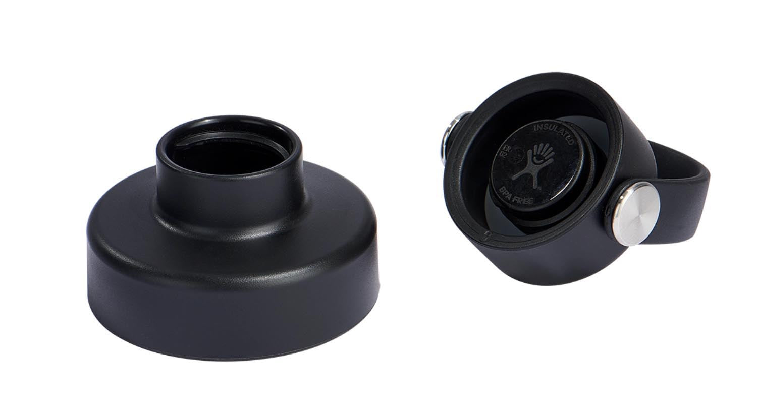 Schwarzer Wide Flex Chug Deckel von Hydro Flask, ideal für Aufbewahrungsbehälter, präsentiert in stilvollem Design für optimale Funktionalität.