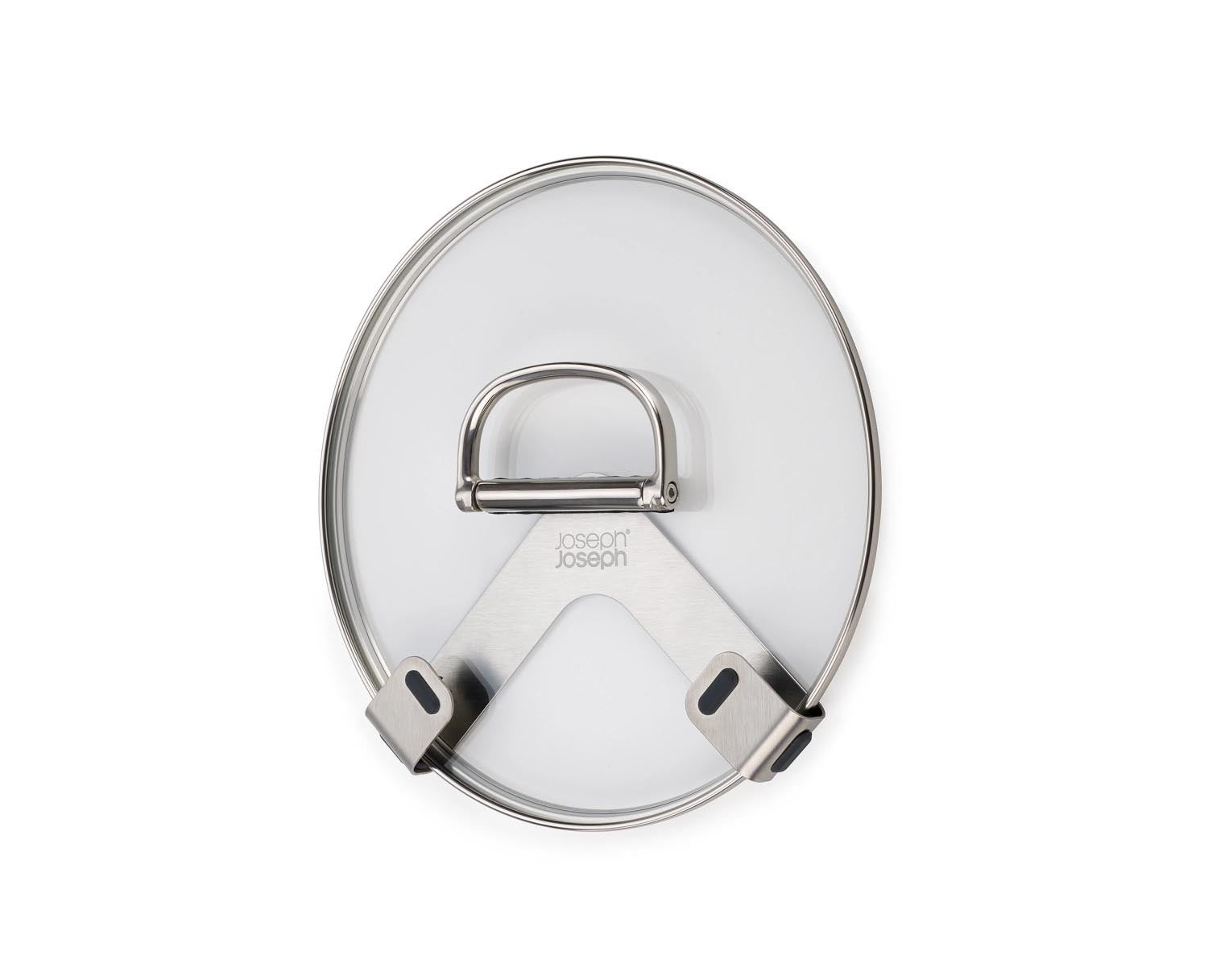Praktischer 2er Pfannendeckelhalter aus Edelstahl von Joseph Joseph, ideal für platzsparende und ordentliche Aufbewahrung.