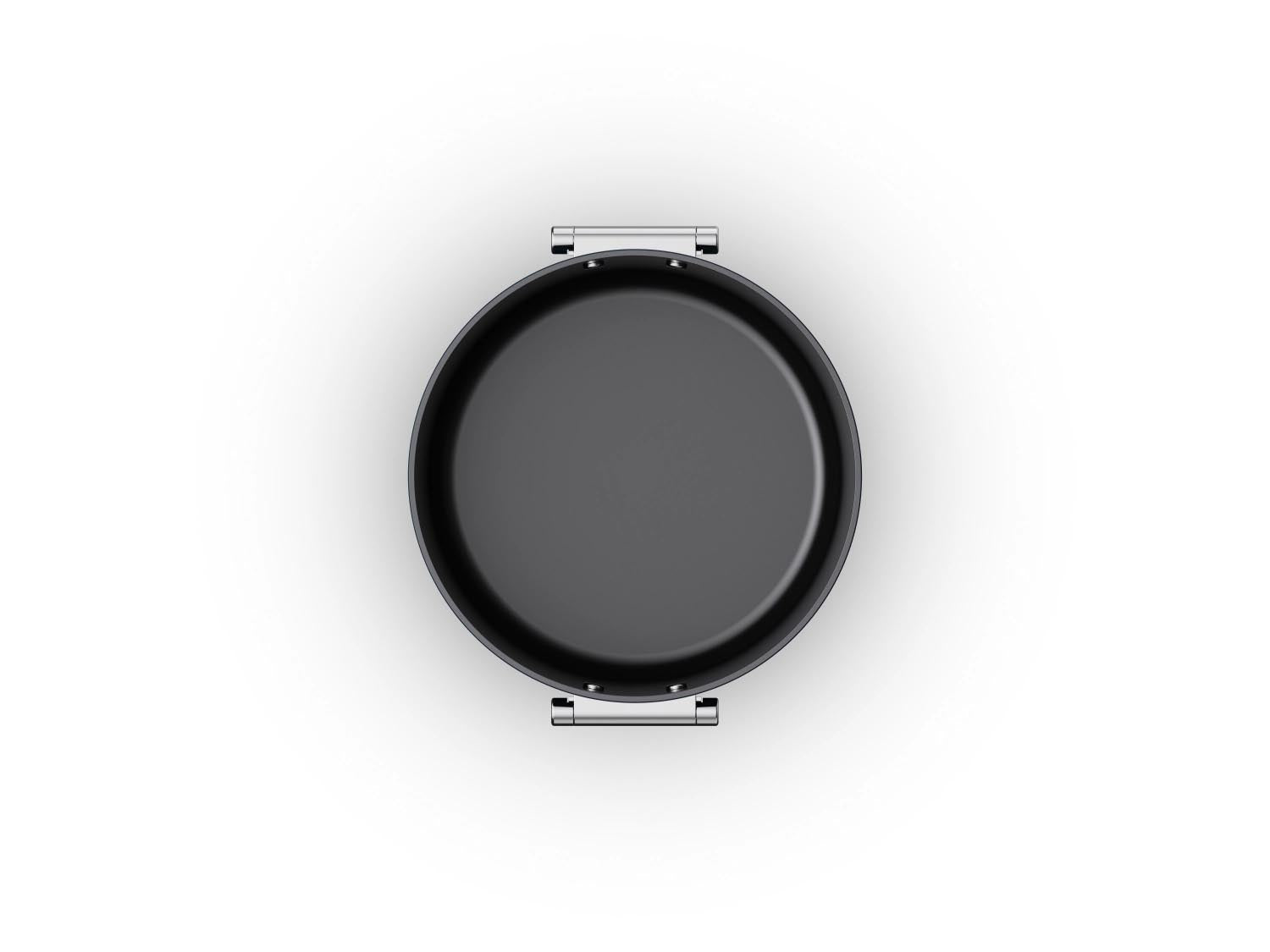 Stylischer 25cm Suppentopf mit klappbaren Griffen von Joseph Joseph, perfekt für platzsparendes Kochen und modernes Küchendesign.