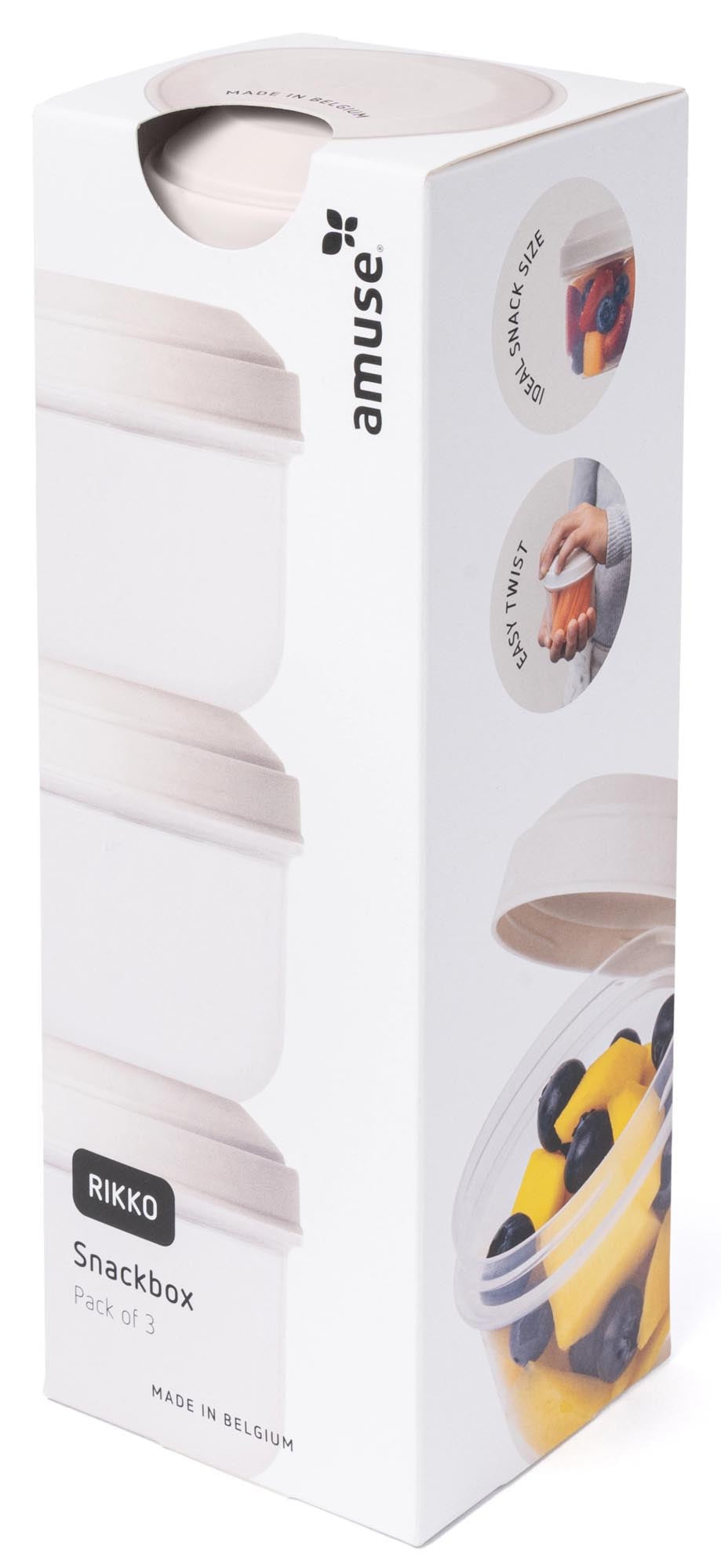 3er Set Snackboxen aus PP in Oat von Amuse, perfekt für Snacks unterwegs, umweltfreundlich und praktisch für den Alltag.