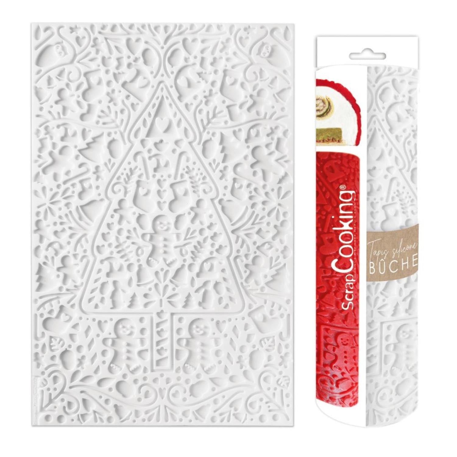 Silikonmatte 40x30cm für Weihnachts-Rouladen von Scrap Cooking, ideal für festliche Backkreationen und einfache Handhabung.