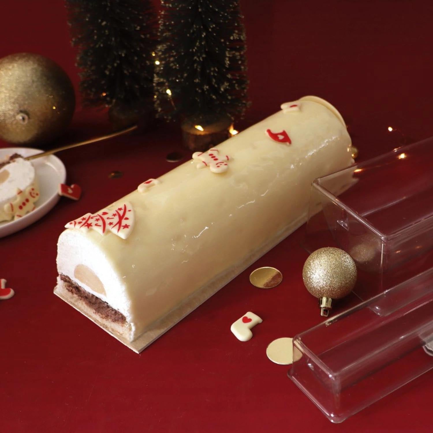 Set mit 5 robusten Kraftpapier-Kuchenunterlagen, 10x30cm, perfekt für Präsentation und Transport von Backwaren. Vielseitig und stilvoll.